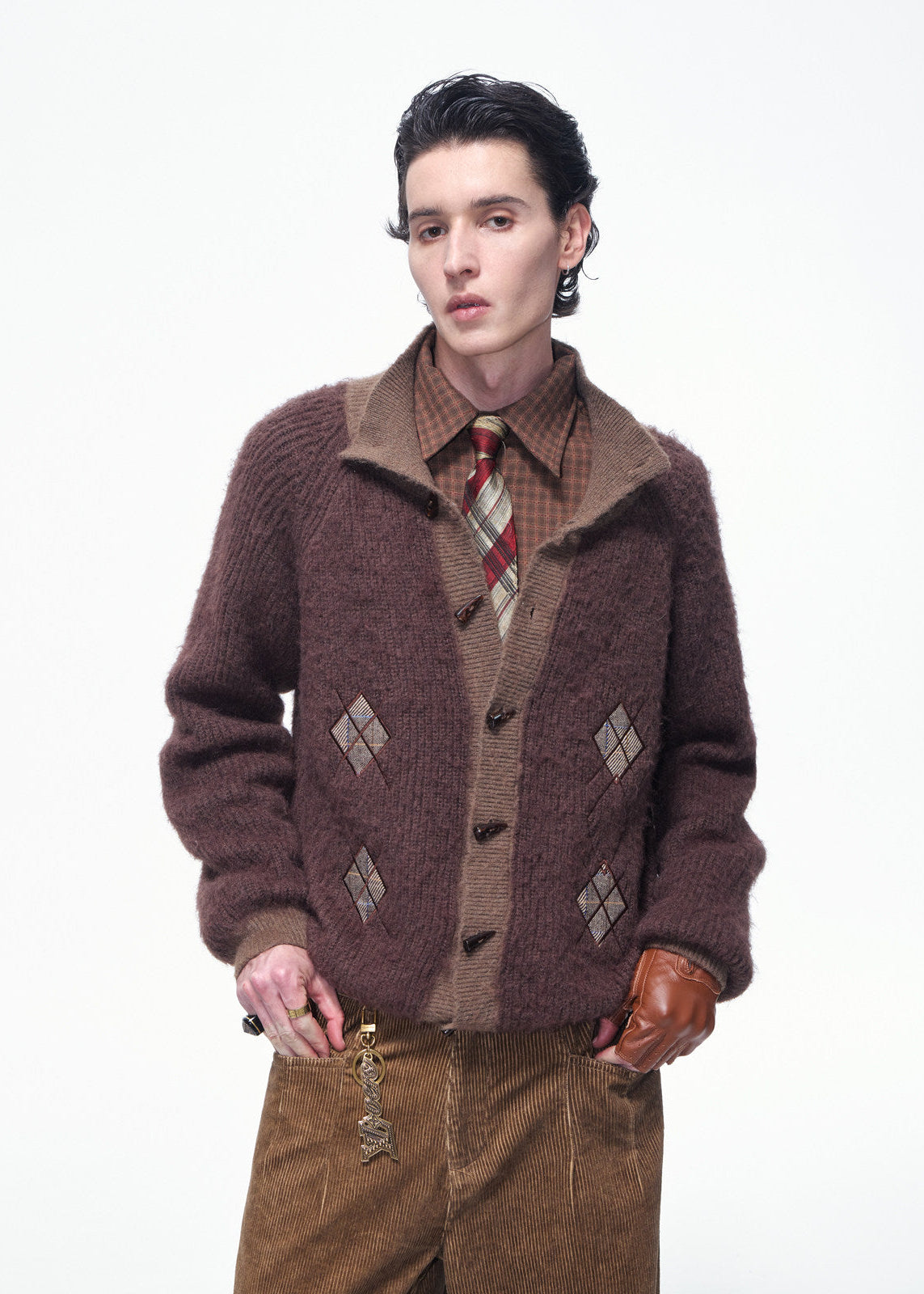 Script-X Argyle Knit Cardigan by OFFCULTURE