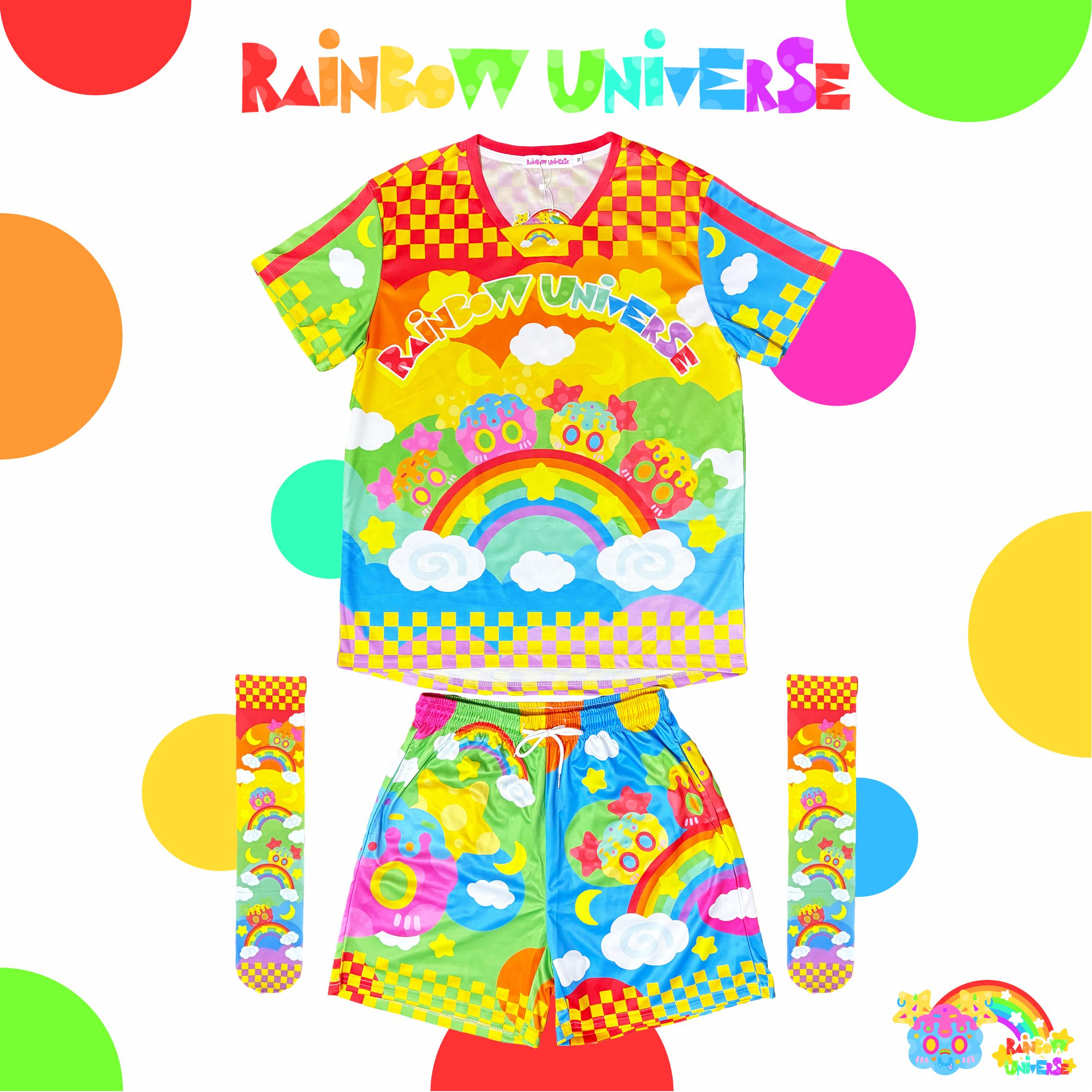 Rainbow Universe Rux Decora Kei Sports Jersey + Shorts + Socks Set – Harajuku Y2K Streetwear by Land Decora