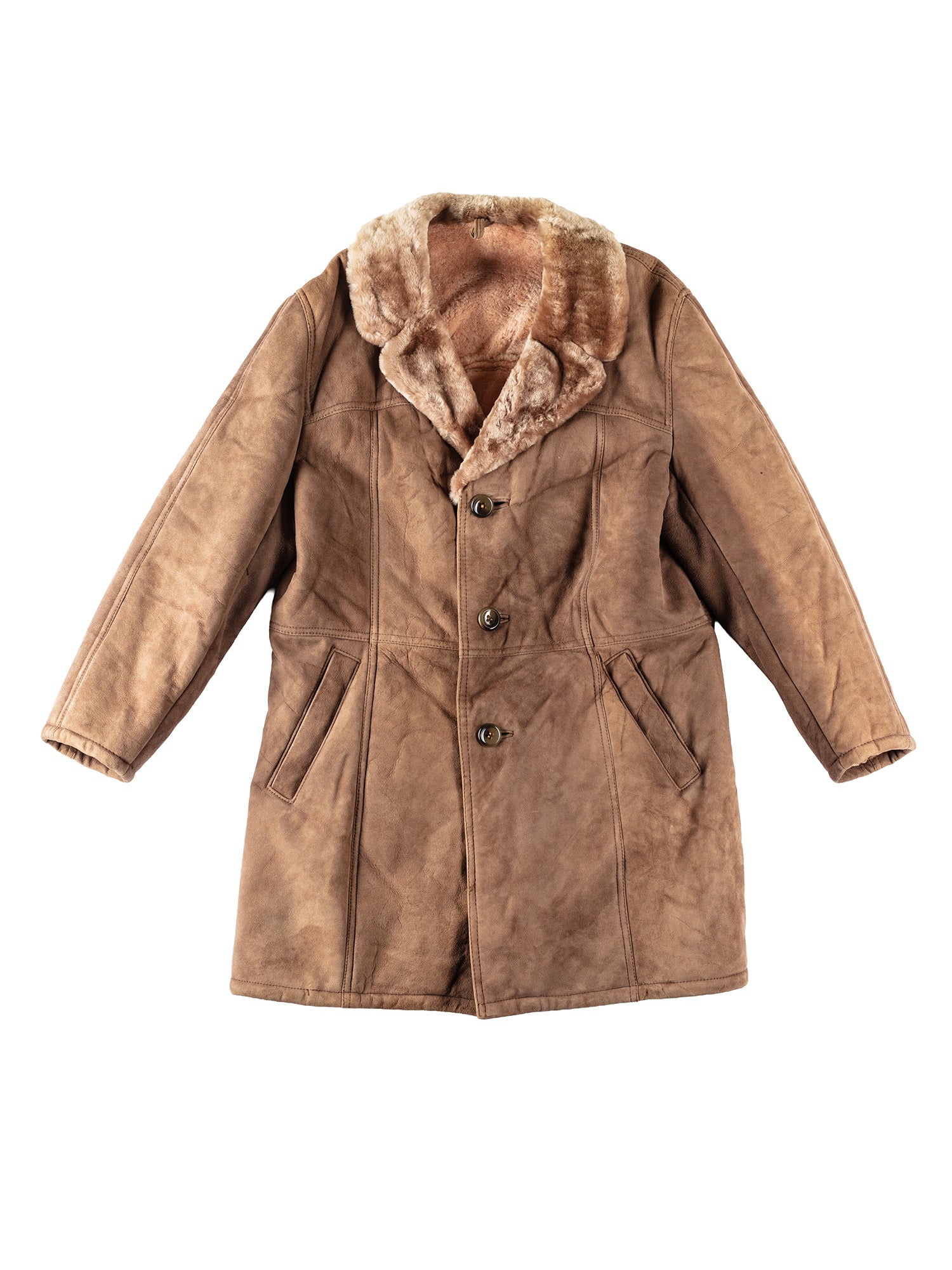 Vintage 70's Men Sheepskin Coat in Beige by Northern Grip