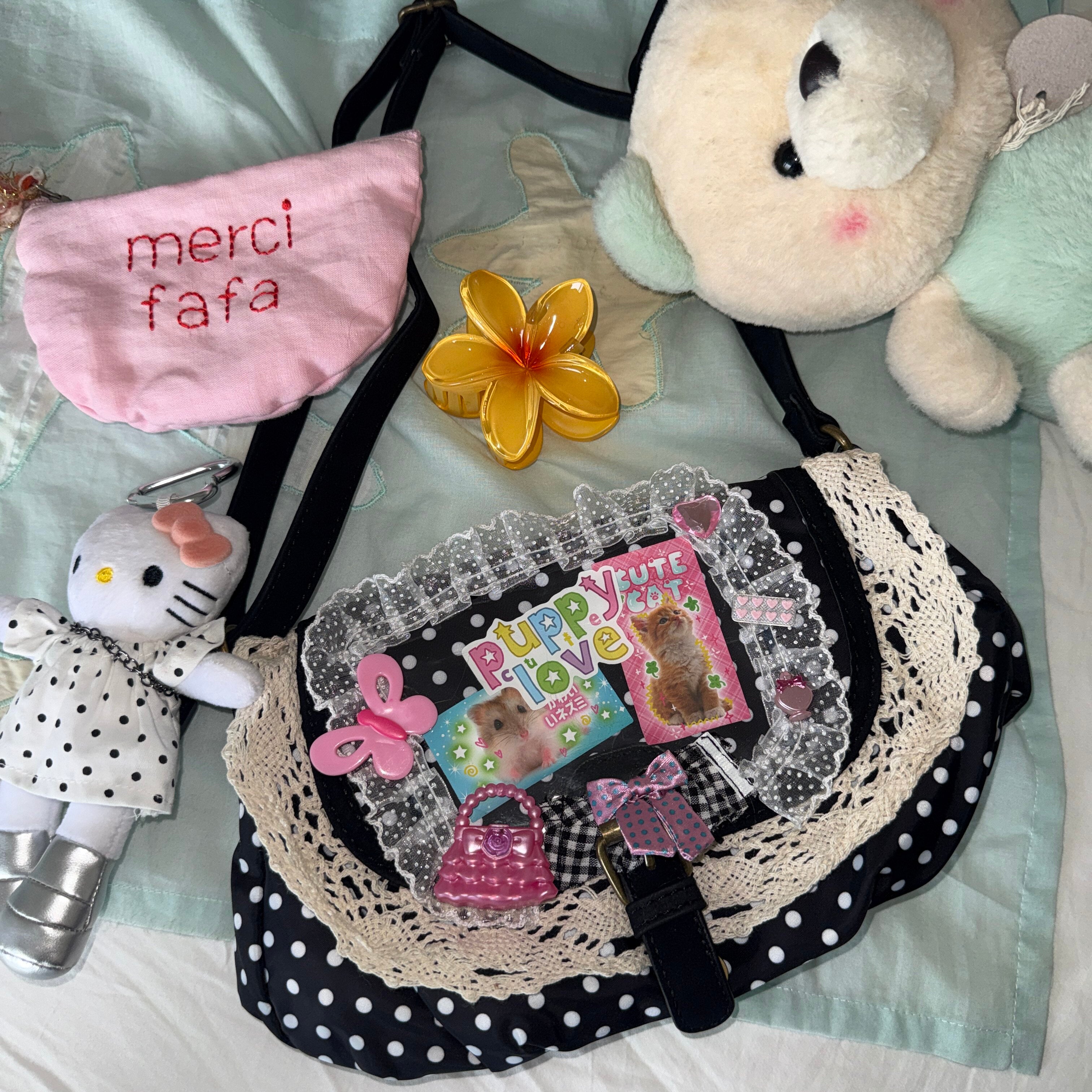 Y2K Polka Dot Lace Shoulder Bag | Mini Crossbody Bag | Hottie by Land Decora