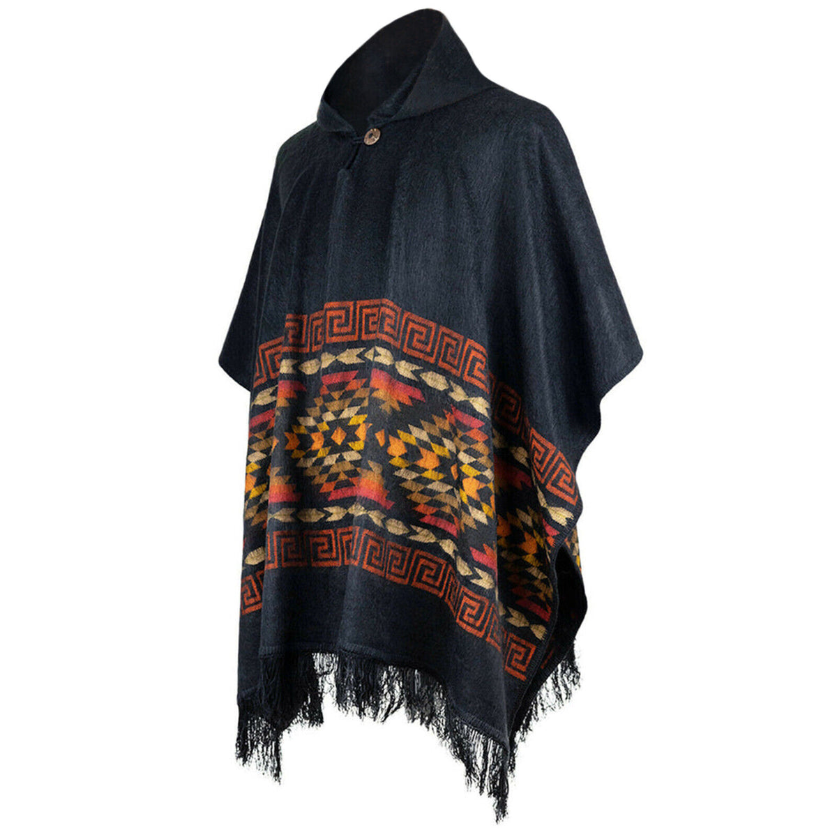Lightweight Baby Alpaca Wool Hooded Unisex Poncho Pullover - Charcoal by ECUALAMA
