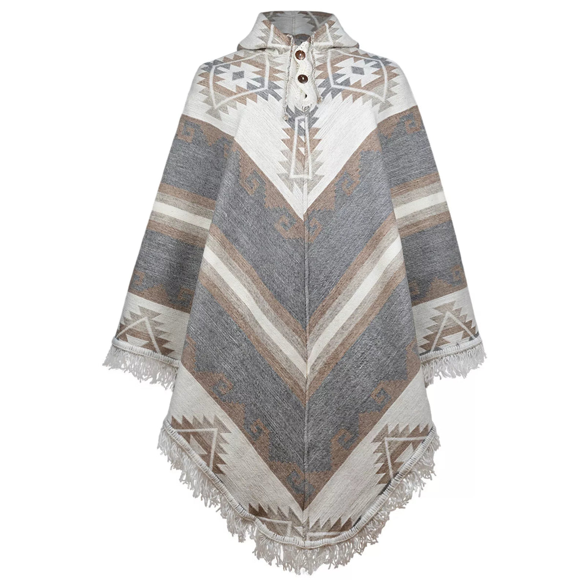 Antikuna Llama Wool Unisex Poncho - Handwoven Andean Pattern by ECUALAMA