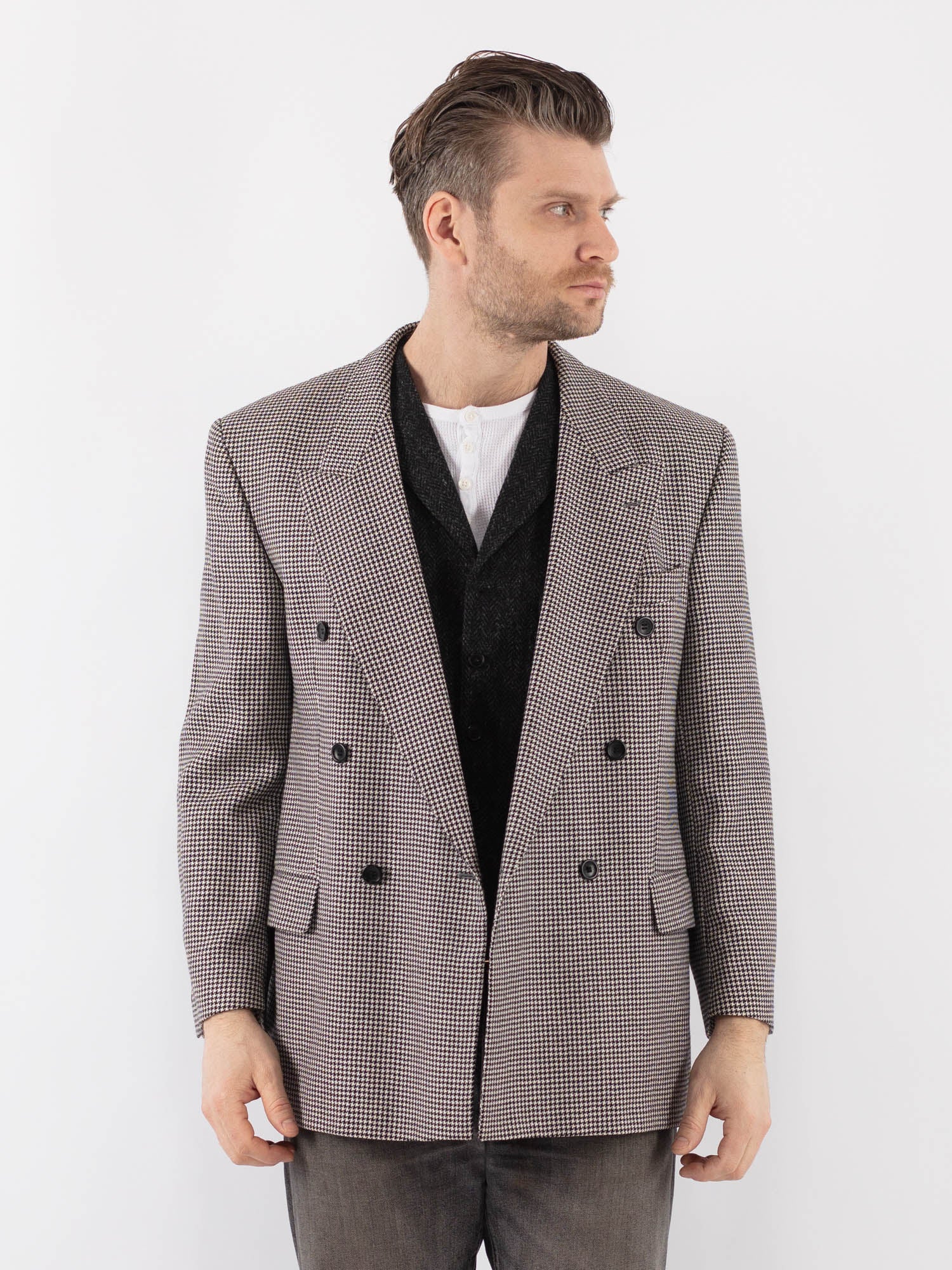Vintage 90's Men Wool Blazer Jacket in Gray by Northern Grip