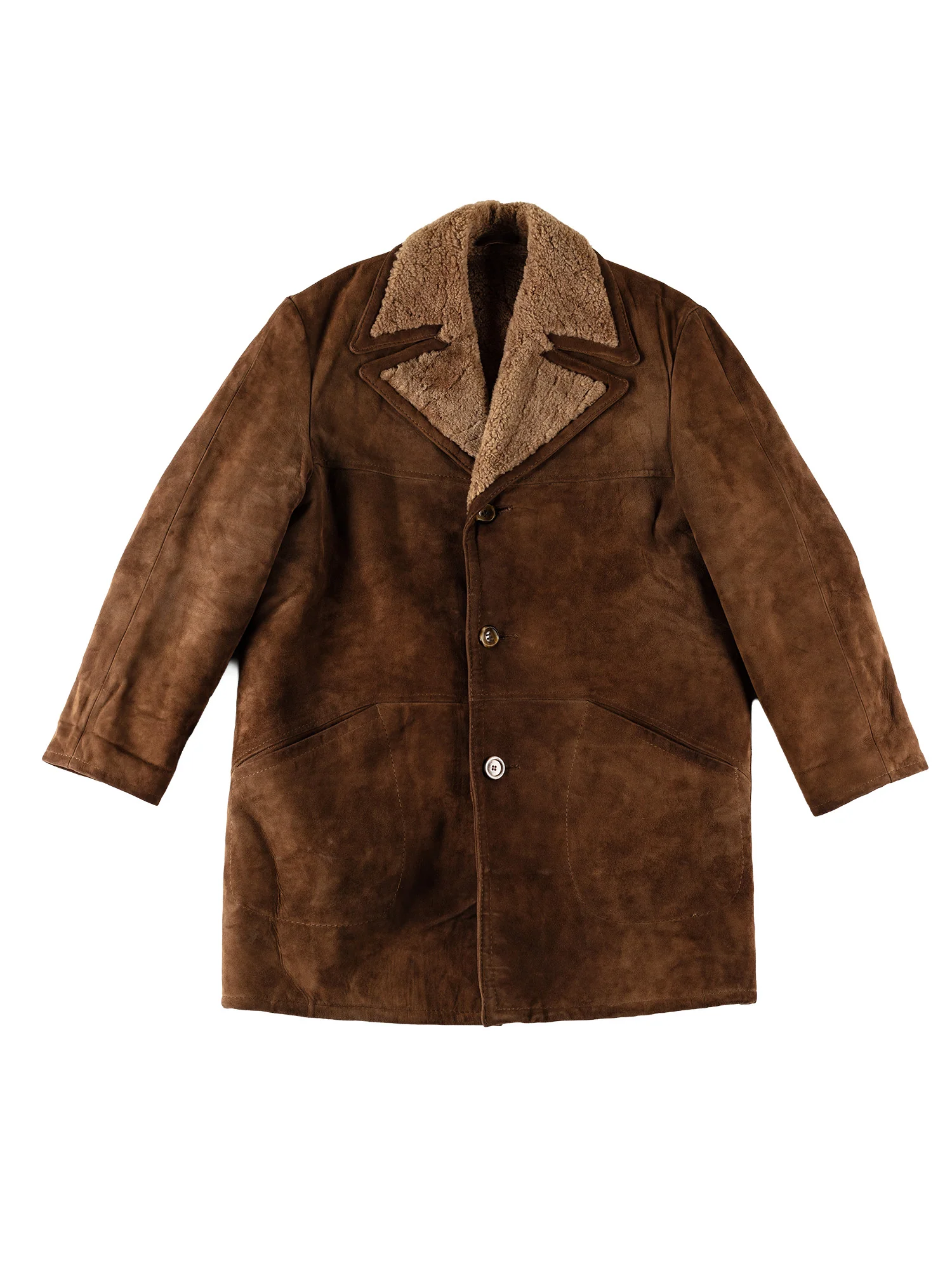 Vintage 70's Men Sheepskin Coat in Brown by Northern Grip