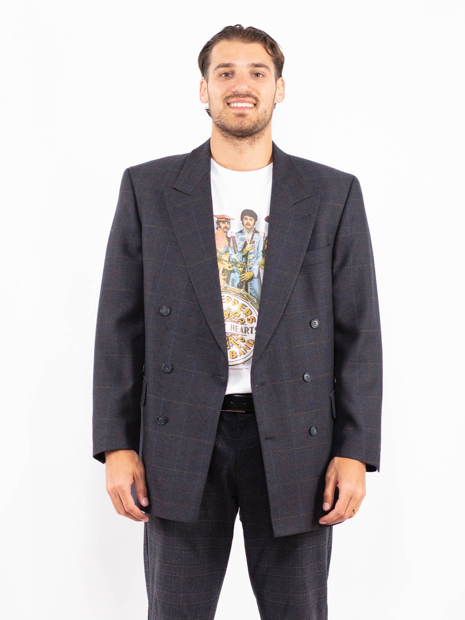 Vintage 90's Men Wool Blazer Jacket in Blue by Northern Grip