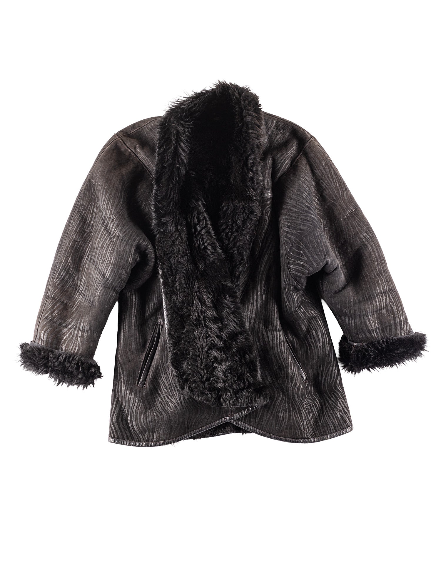 Vintage 00's Women Sheepskin Coat in Black by Northern Grip