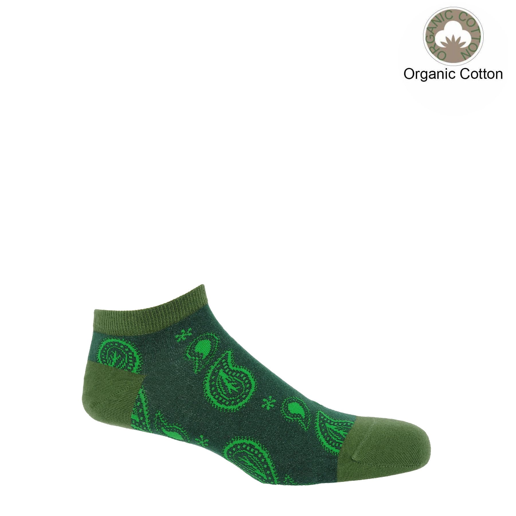 Paisley Men's Trainer Socks - Green by Peper Harow