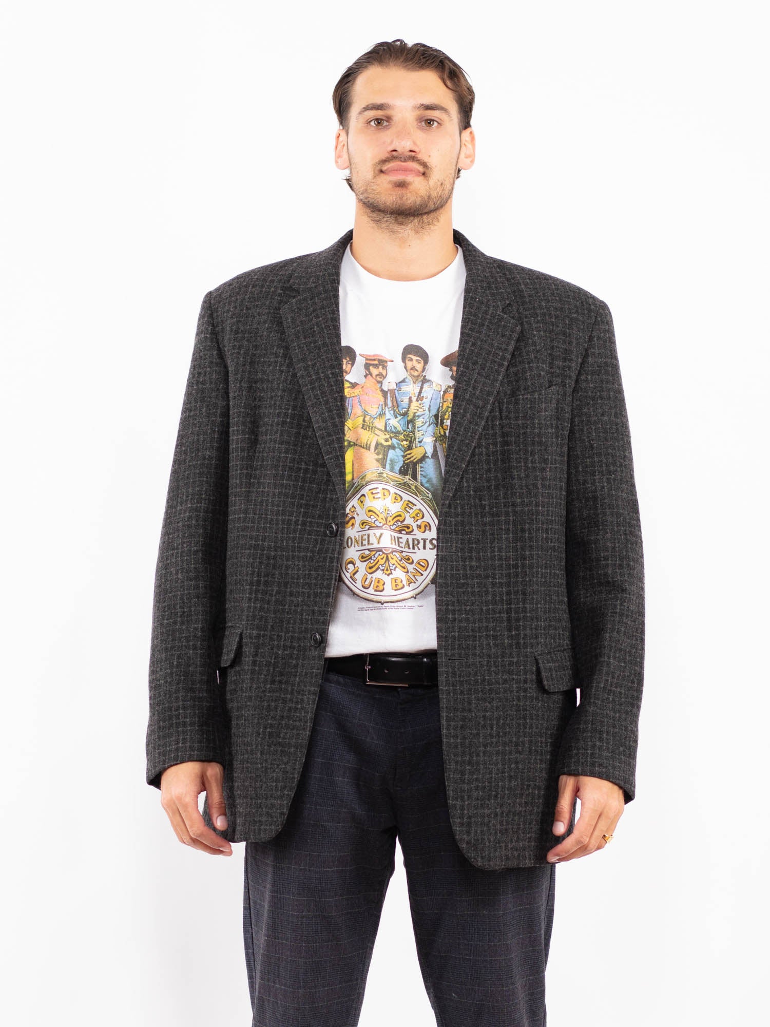 Vintage 90's Men Calvin Klein Wool Blazer Jacket in Gray by Northern Grip