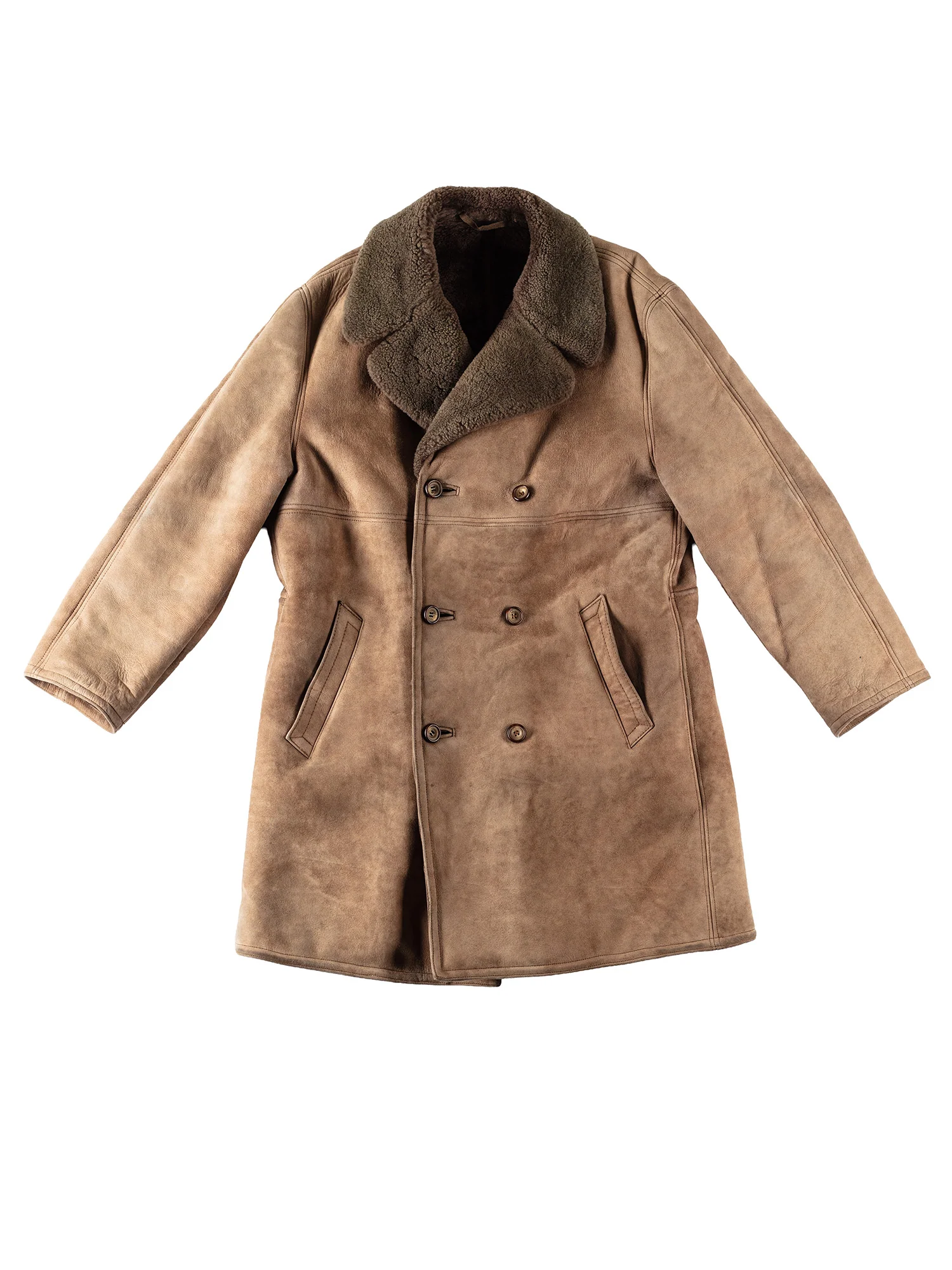 Vintage 70's Men Sheepskin Coat in Beige by Northern Grip
