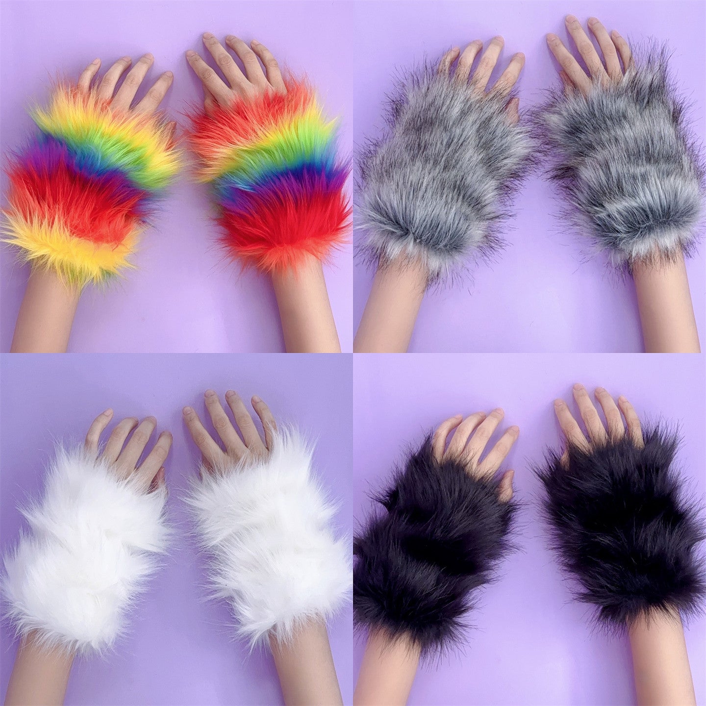 Plush Fingerless Arm Warmers Y2K Decora by Land Decora