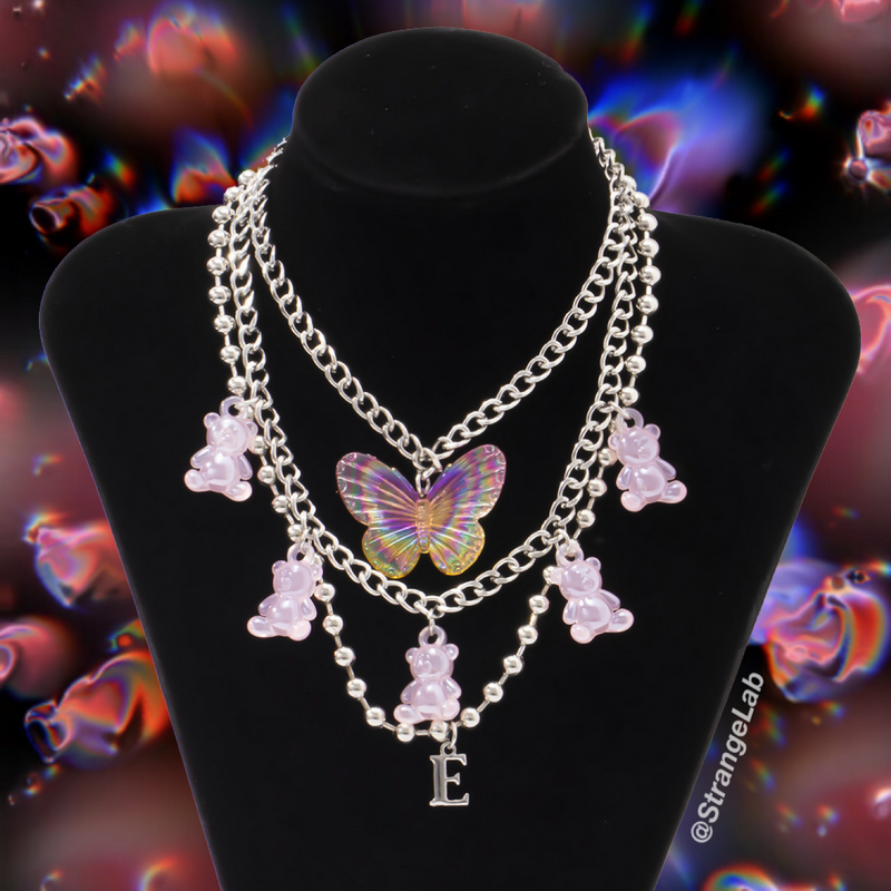StrangeLab 3-Piece Necklace Set | Candy Bear Y2K Necklace | Iridescent by Land Decora