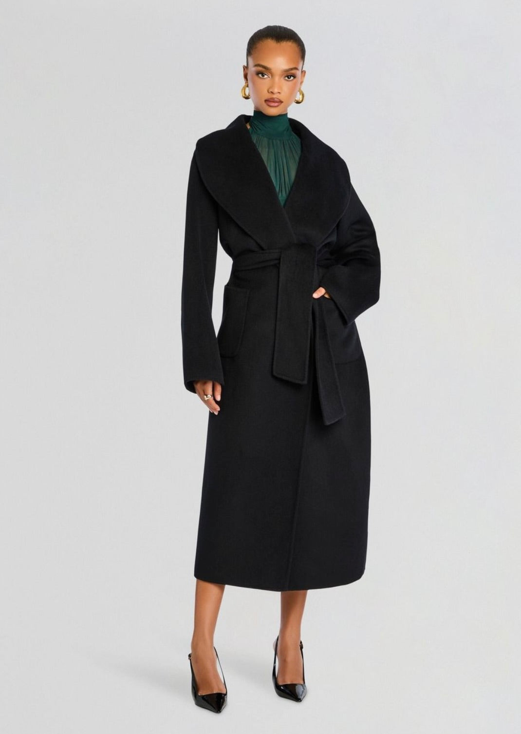 SEROYA Mavis Wool Coat in Black by Sierra Deene