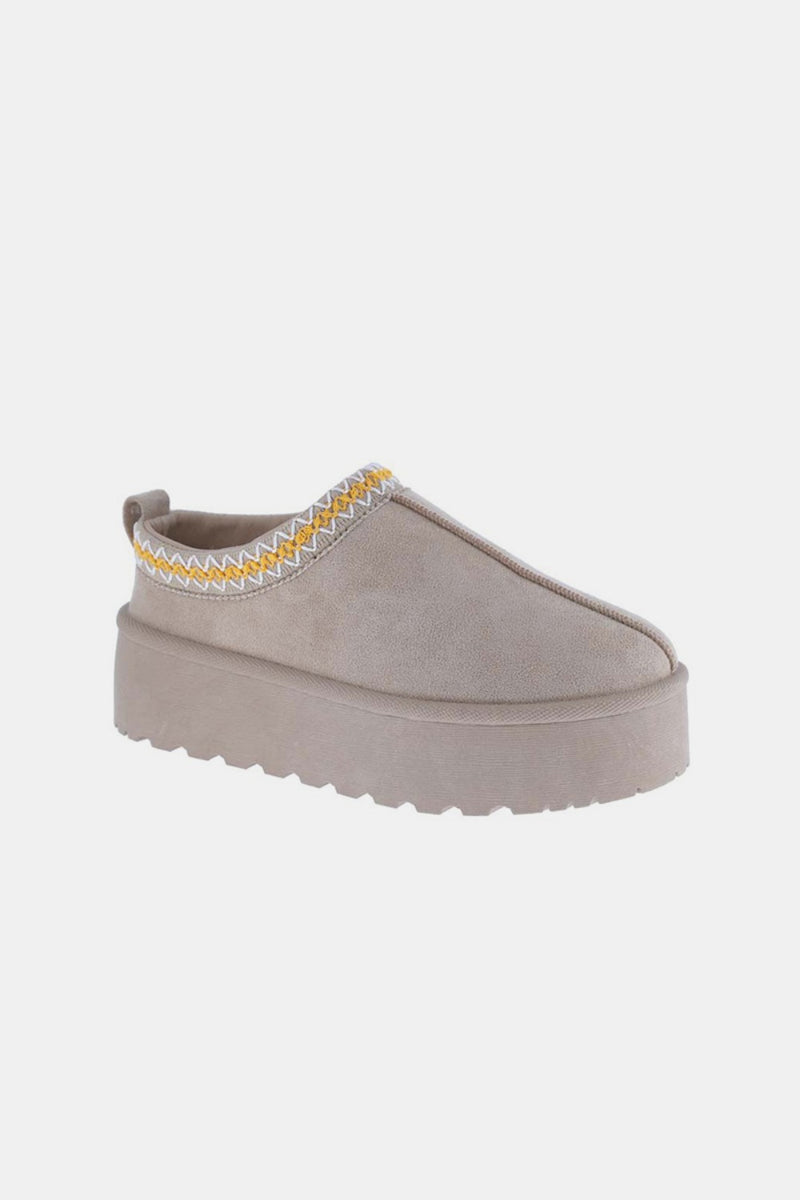Weeboo Platform Embroidered Trim Slip-On Boots by RAËLIV