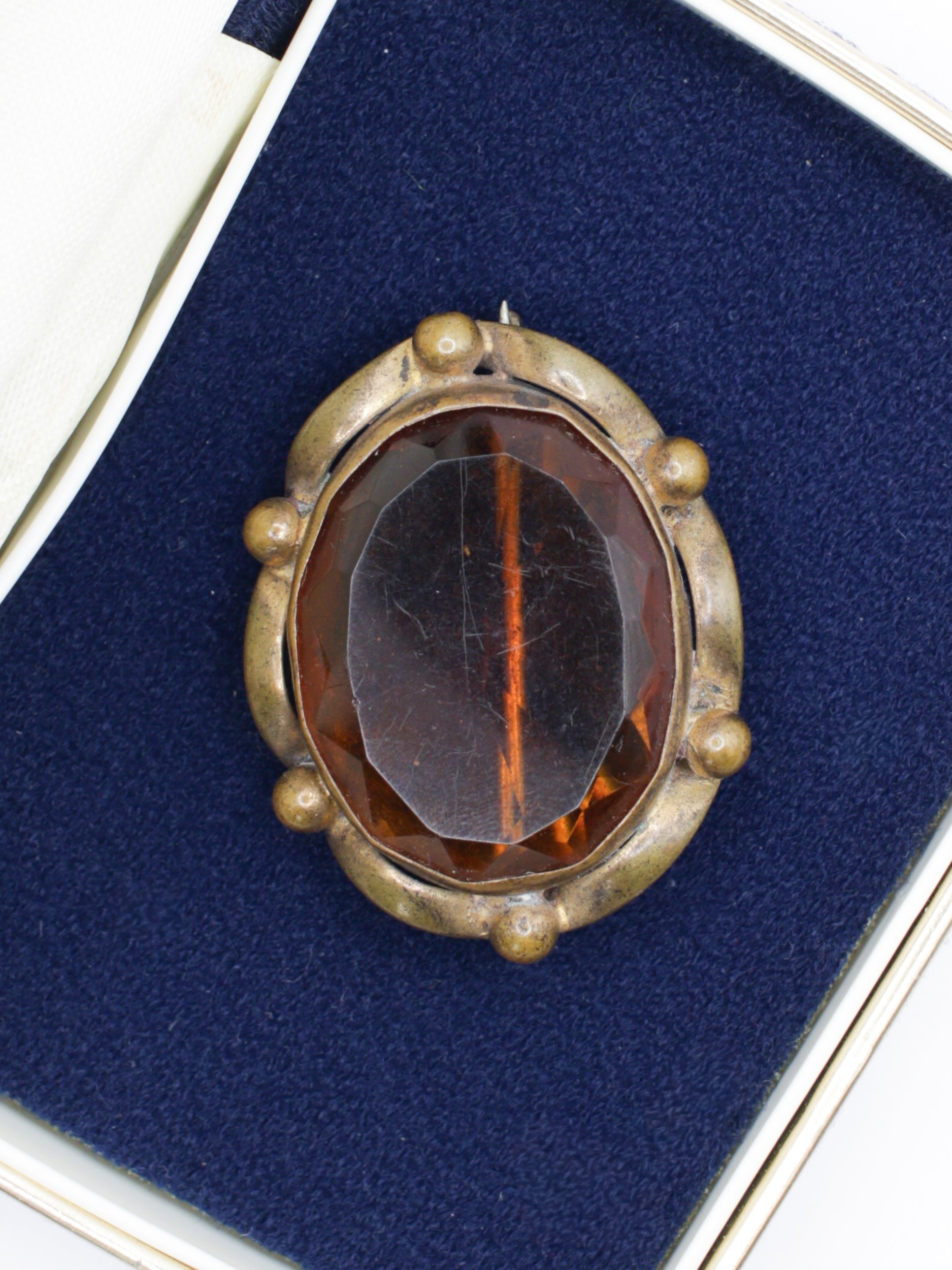 Vintage 20's Art Deco Amber Glass Brooch by Northern Grip