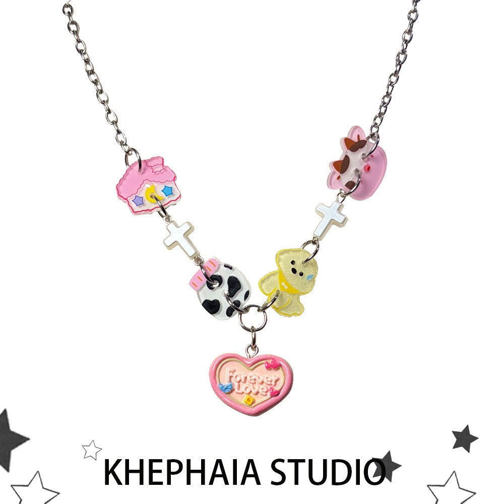 Y2K Heart Charm Necklace - KHEPHAIA by Land Decora