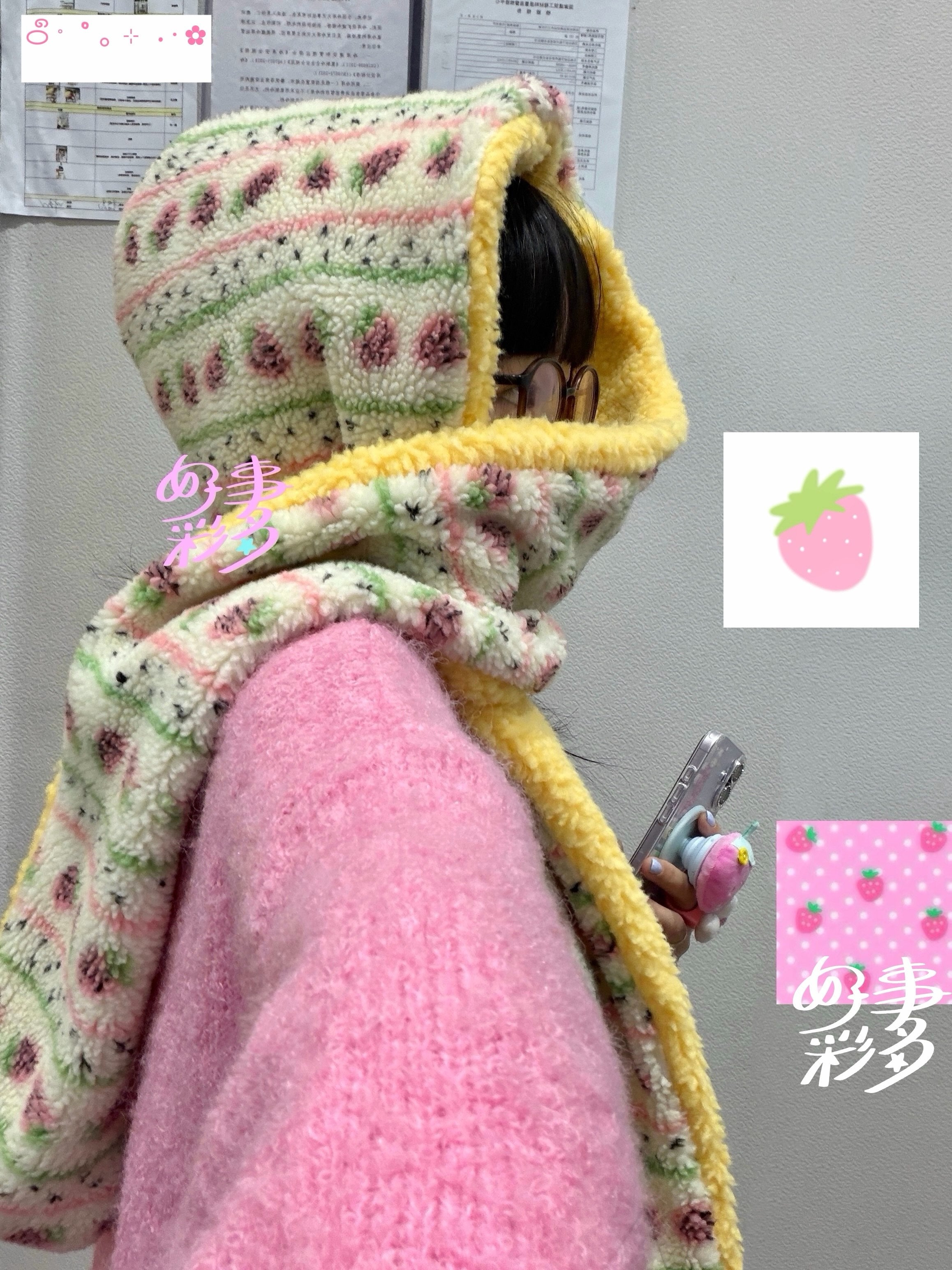 Sweet Strawberry Scarf Hat - Corner Party by Land Decora