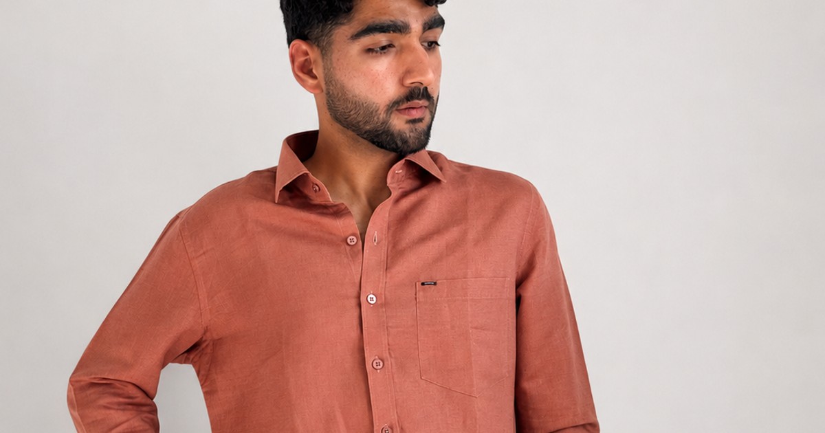 Men’s Premium Pure Linen Relaxed Shirt – Cinnamon Brown | Attirity by Attirity