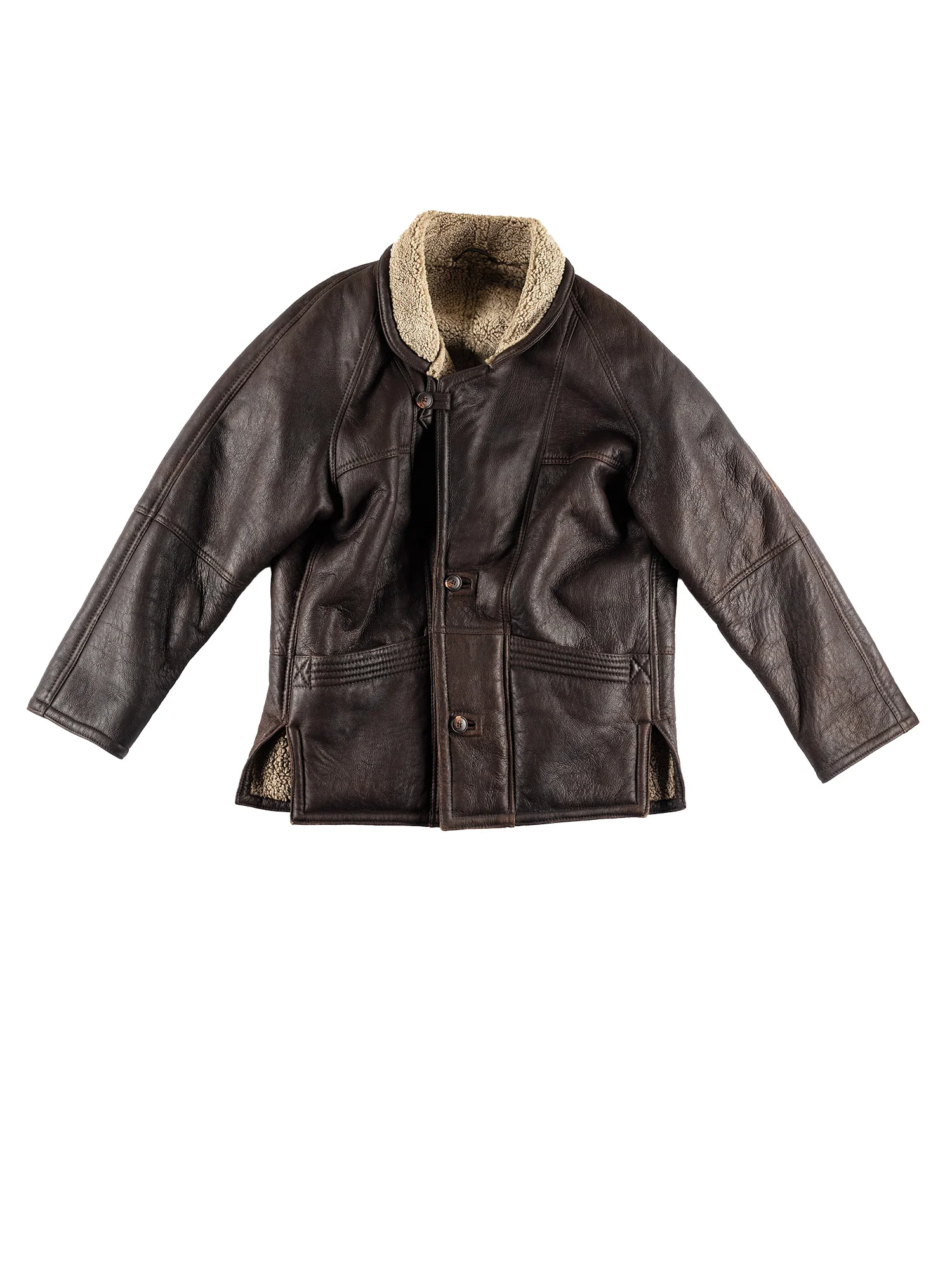 Vintage 80's Men Sheepskin Coat in Brown by Northern Grip