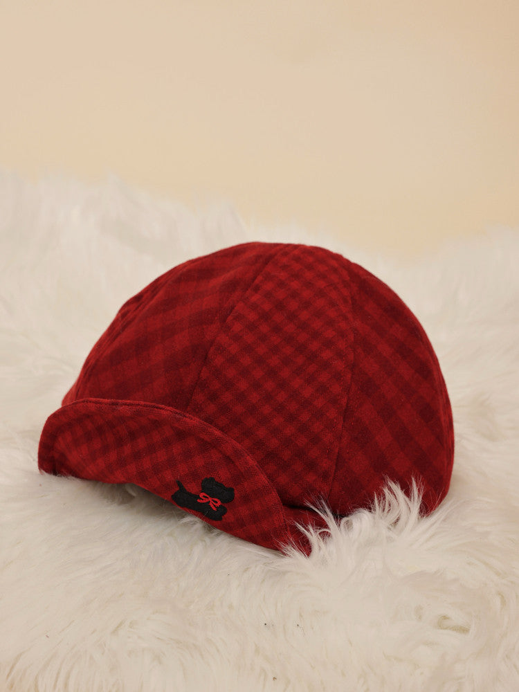 Kawaii Puppy Plaid Newsboy Cap - SemenCoicis by Land Decora
