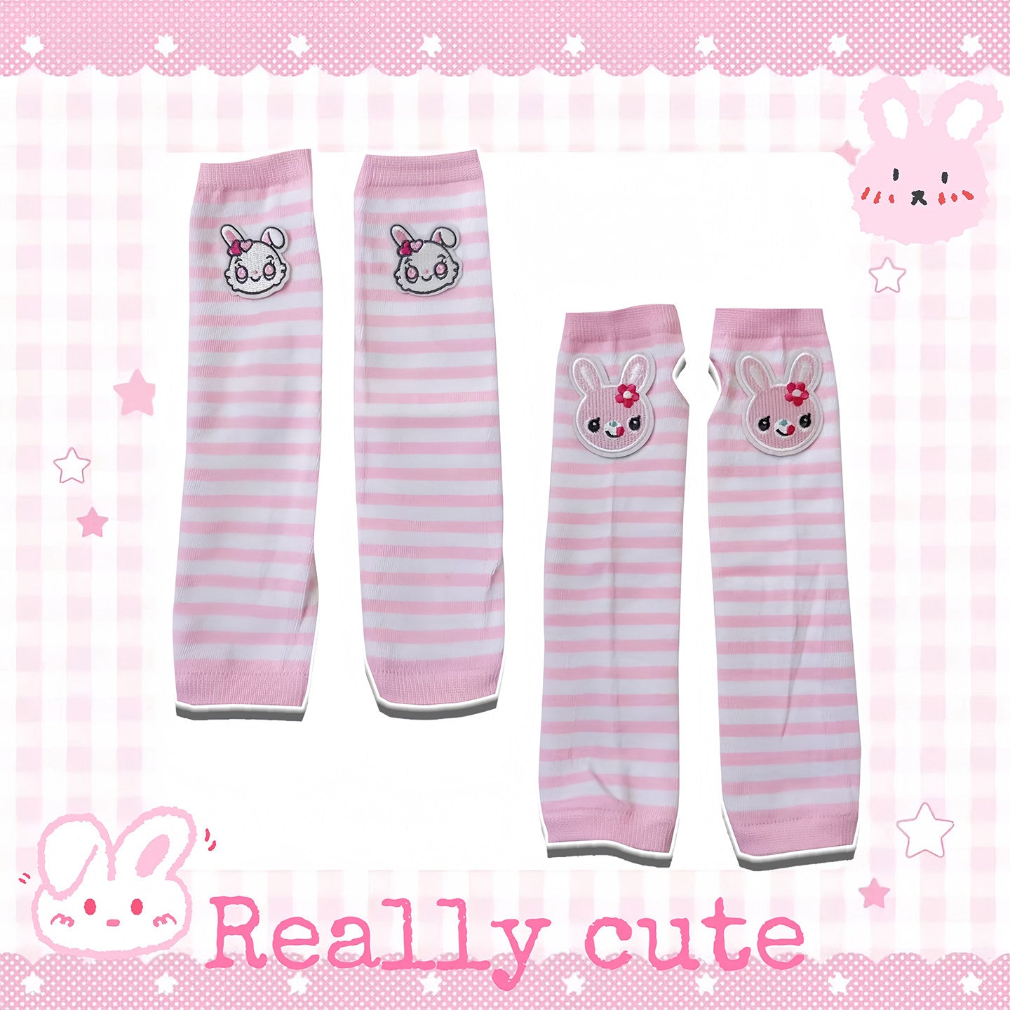 Bunny Fingerless Sun Sleeves Y2K Kawaii Arm Warmers by Land Decora