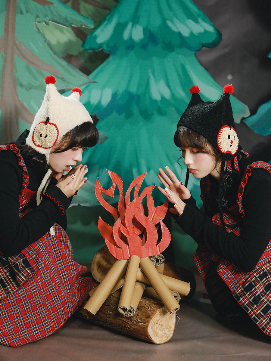 Harajuku Crochet Apple Cat Pointed Ear Pom-Pom Knit Hat – Meugler by Land Decora