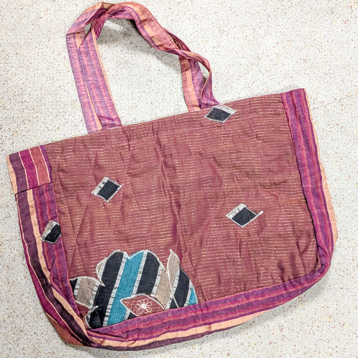 Large upcycled sari market tote bag by Shakti.ism