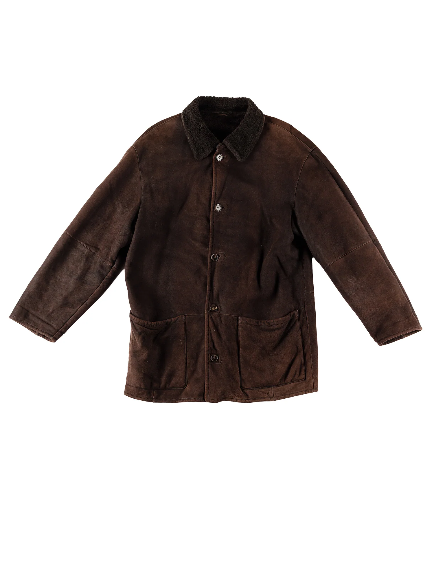 Vintage 80's Men Sheepskin Coat in Brown by Northern Grip