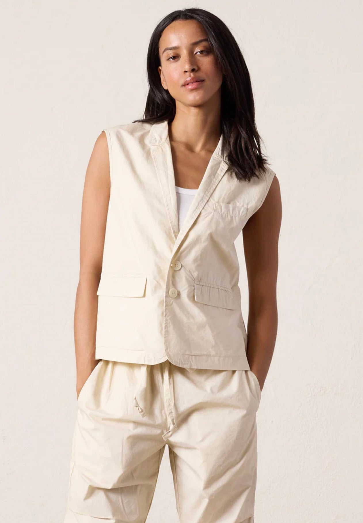 Grimes Mineral Print Vest in Natural by Sierra Deene