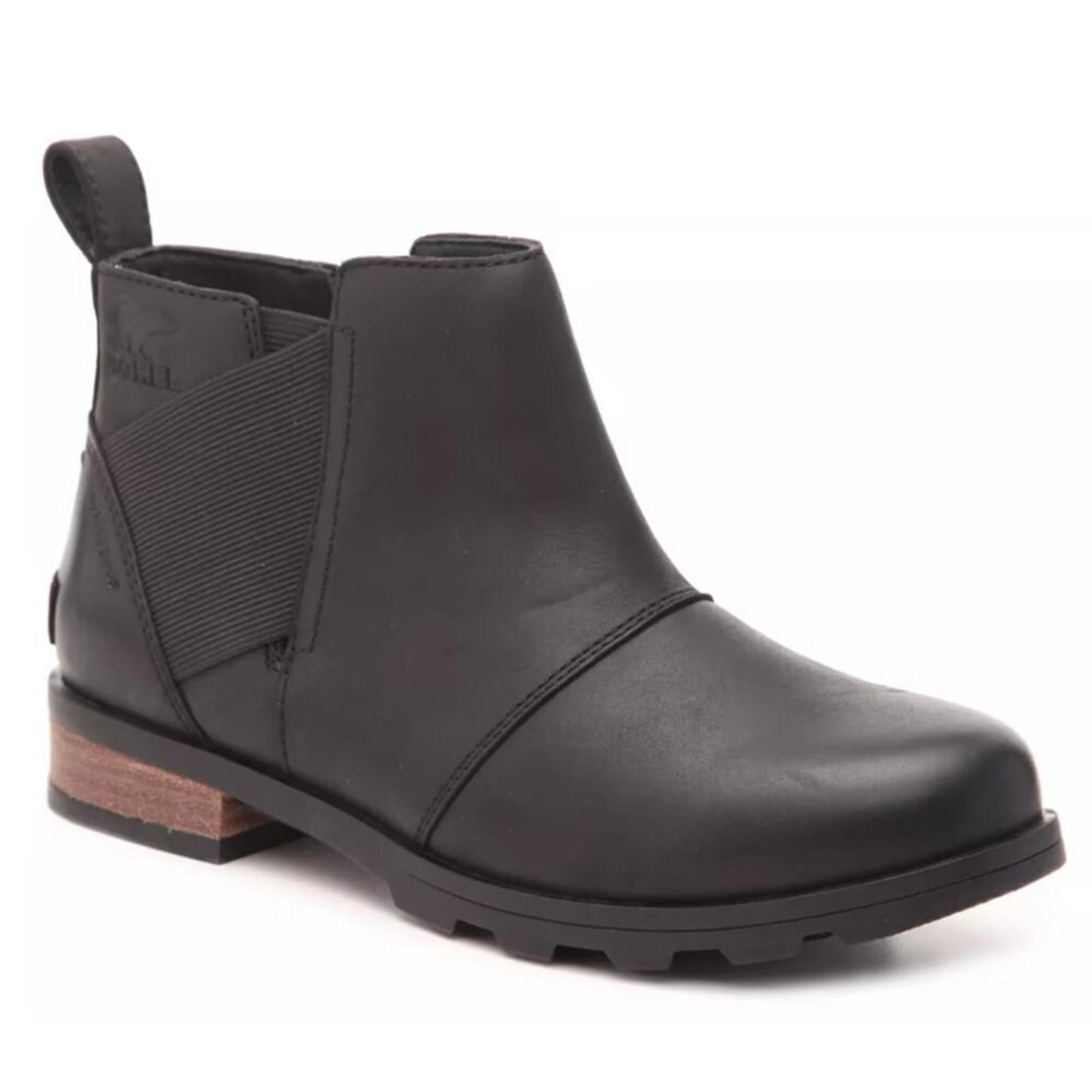 Sorel Emelie H2O Chelsea Boot Black Leather Waterproof Ankle Bootie Si by Hot Girl Secondhand