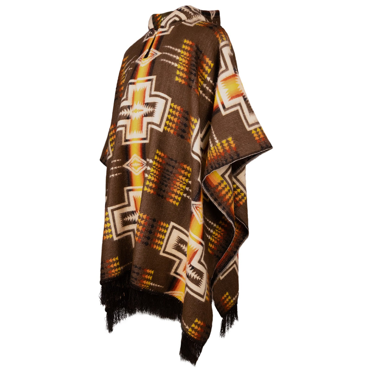 Quilajalo - Baby Alpaca Wool Unisex Hooded Poncho Pullover - Brown Azt by ECUALAMA