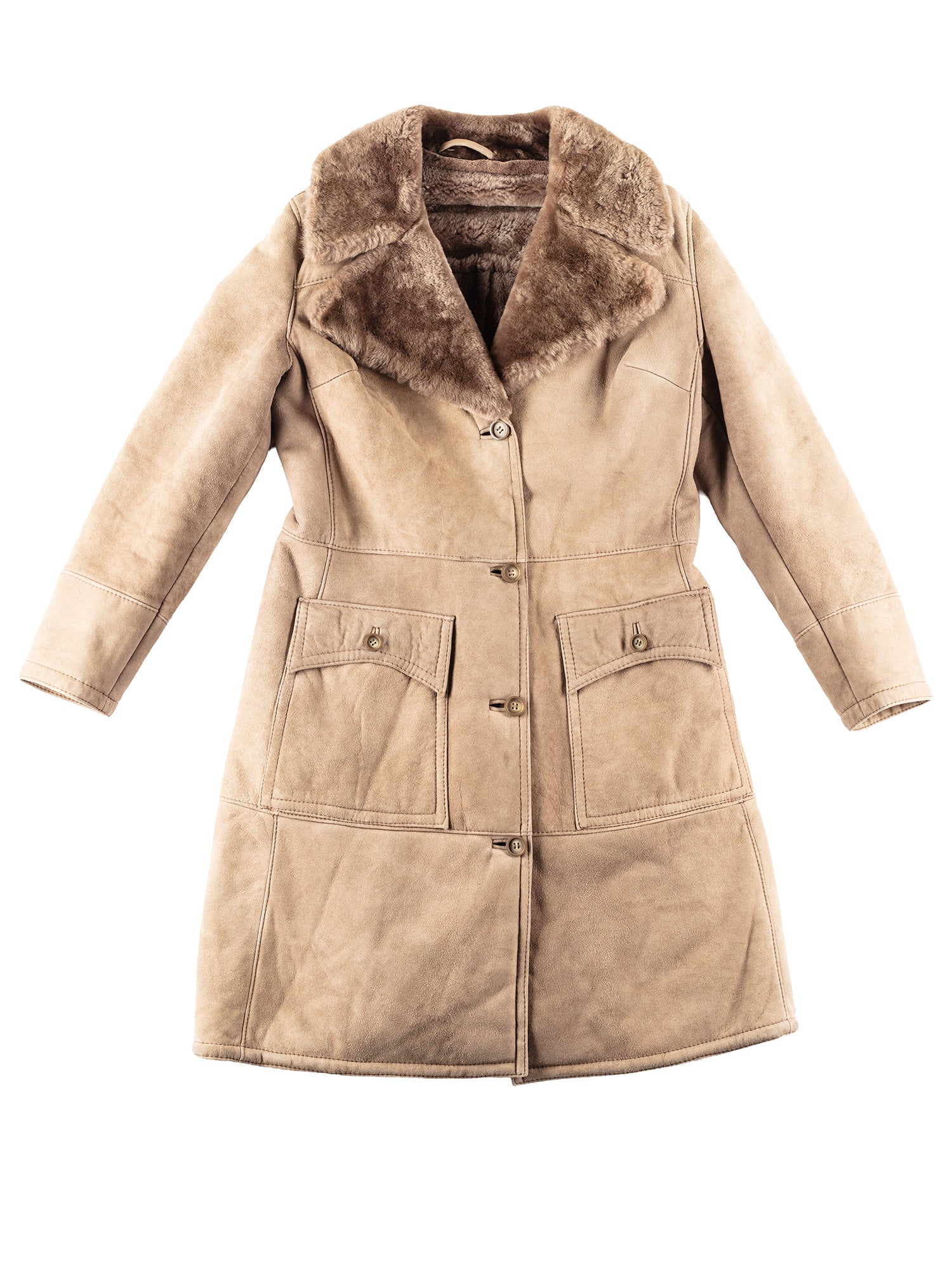 Vintage 70's Women Penny Lane Sheepskin Coat in Beige by Northern Grip