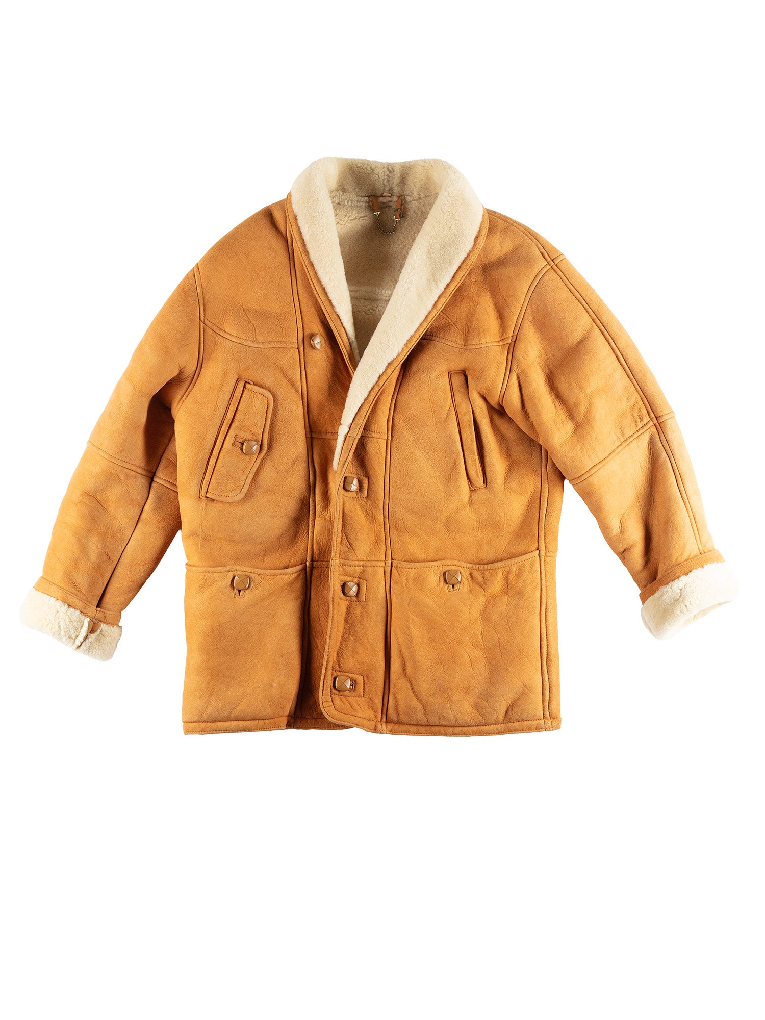 Vintage 80's Men Sheepskin Coat in Brown by Northern Grip