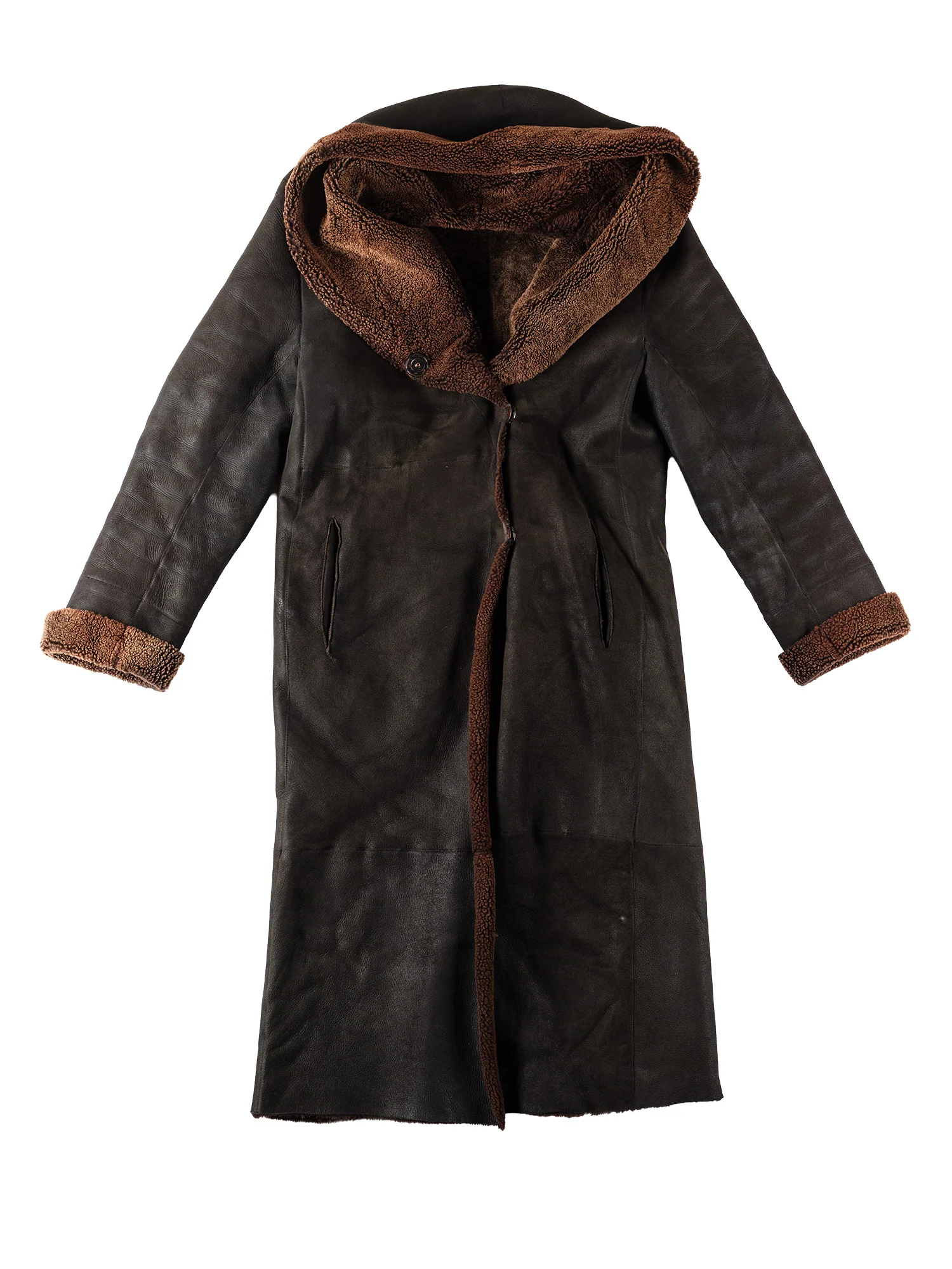 Vintage 70's Women Hooded Penny Lane Sheepskin Coat in Black by Northern Grip