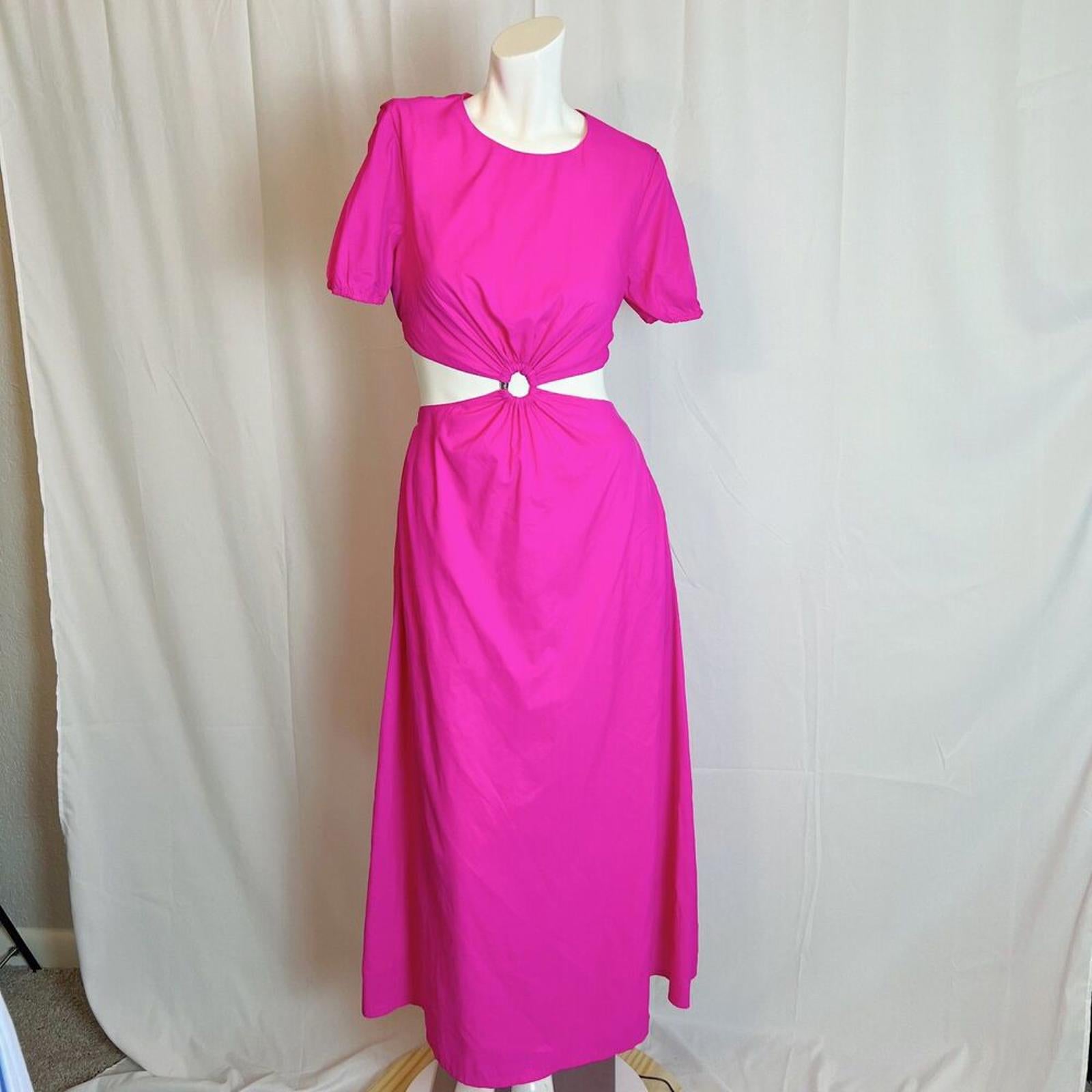Staud Calypso Cutout Maxi Dress O Ring Neon Pink Summer Dress Size S by Hot Girl Secondhand