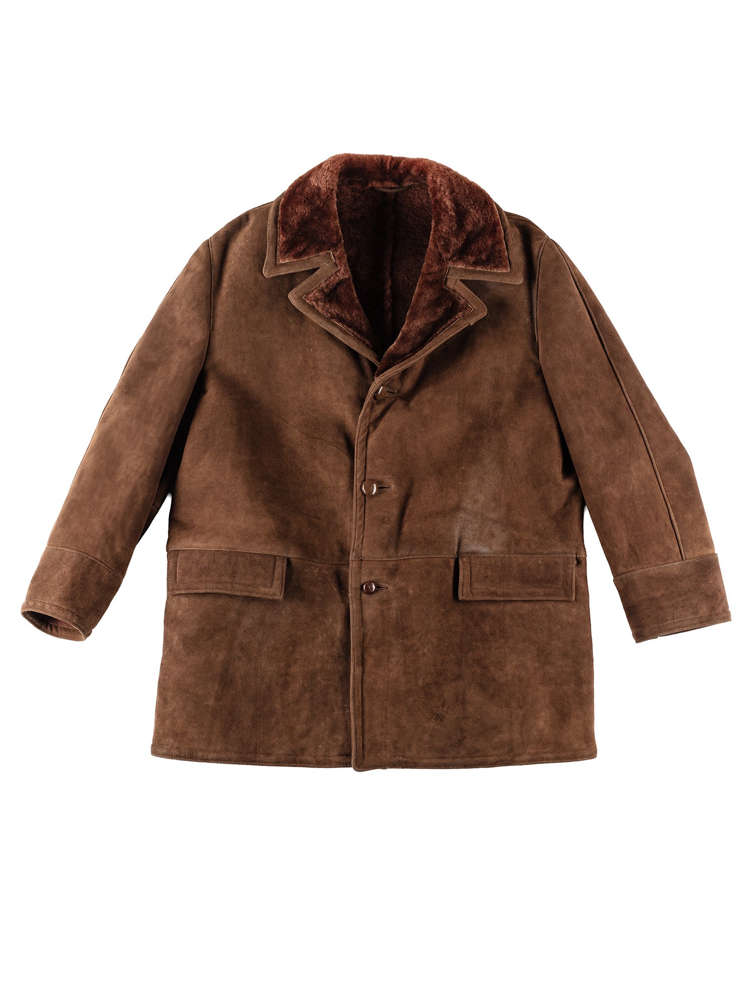 Vintage 80's Men Sheepskin Coat in Brown by Northern Grip