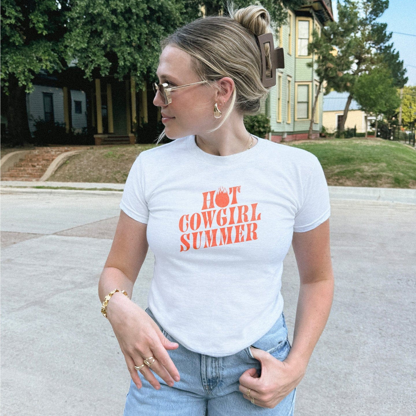 Hot Cowgirl Summer 90s Baby Tee by DILLO Outfitters