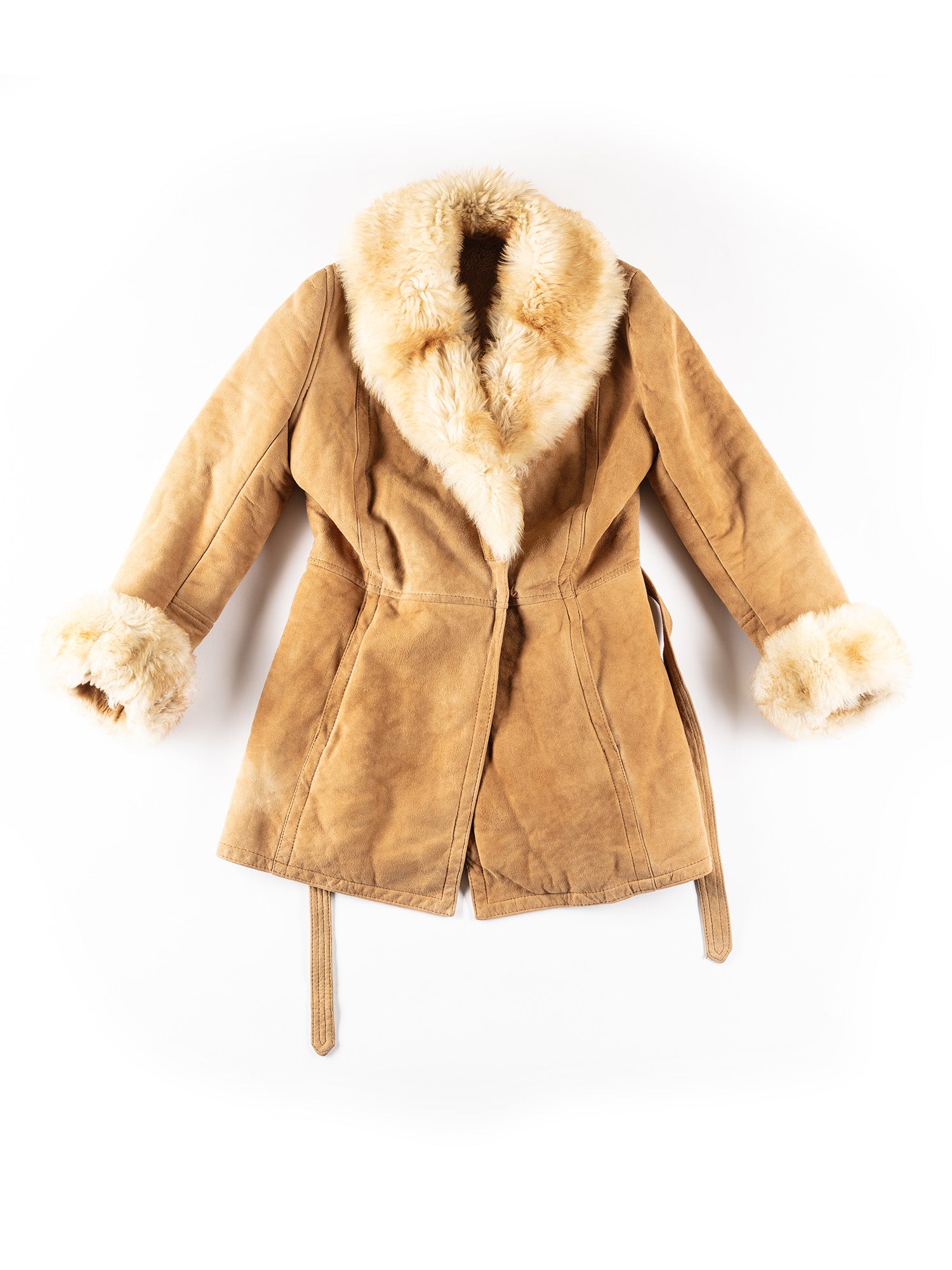 Vintage 70's Women Sheepskin Penny Lane Coat in Beige by Northern Grip