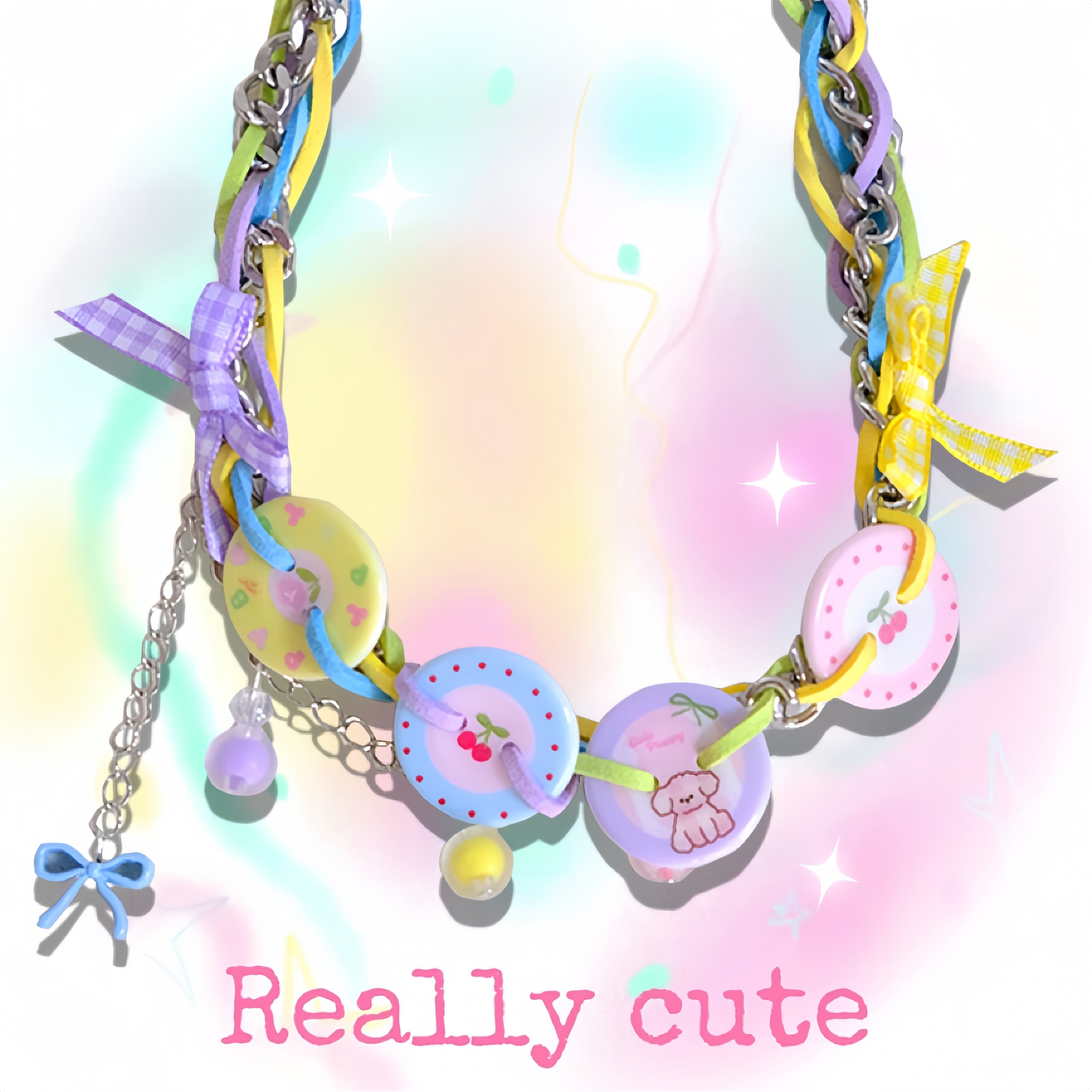 Colorful Button Choker Necklace | Decora Kei Y2K Harajuku Accessory by Land Decora