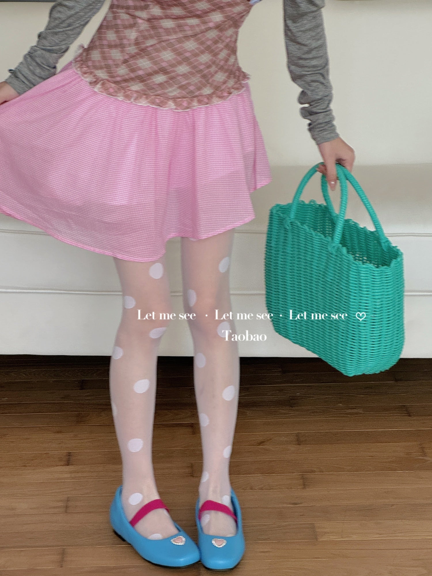 Kawaii Polka Dot Ballet Tights - Sheer Anti-Snag Pantyhose - LET ME SEE by Land Decora