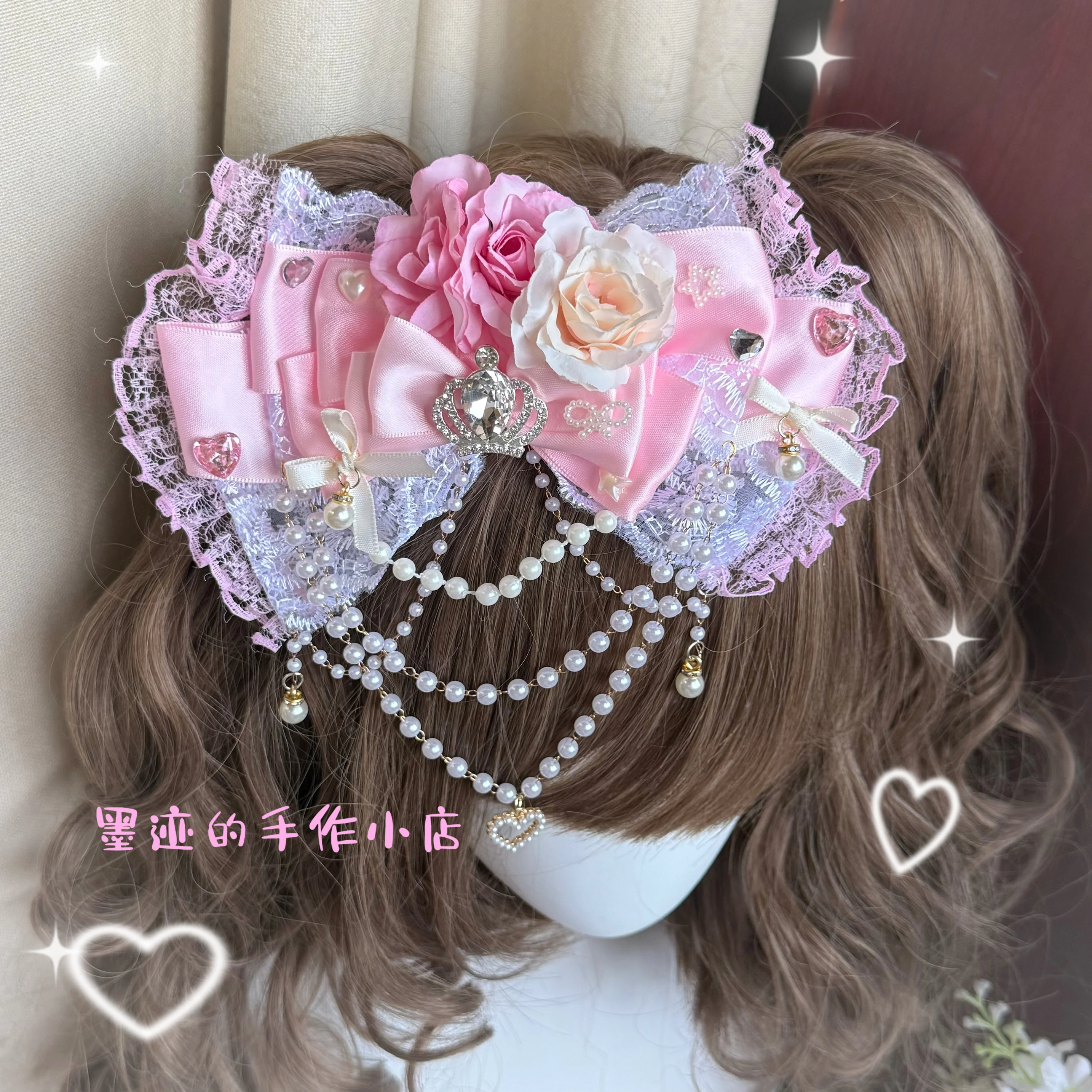 Gyaru Black Lace Bow Hair Clip by Land Decora