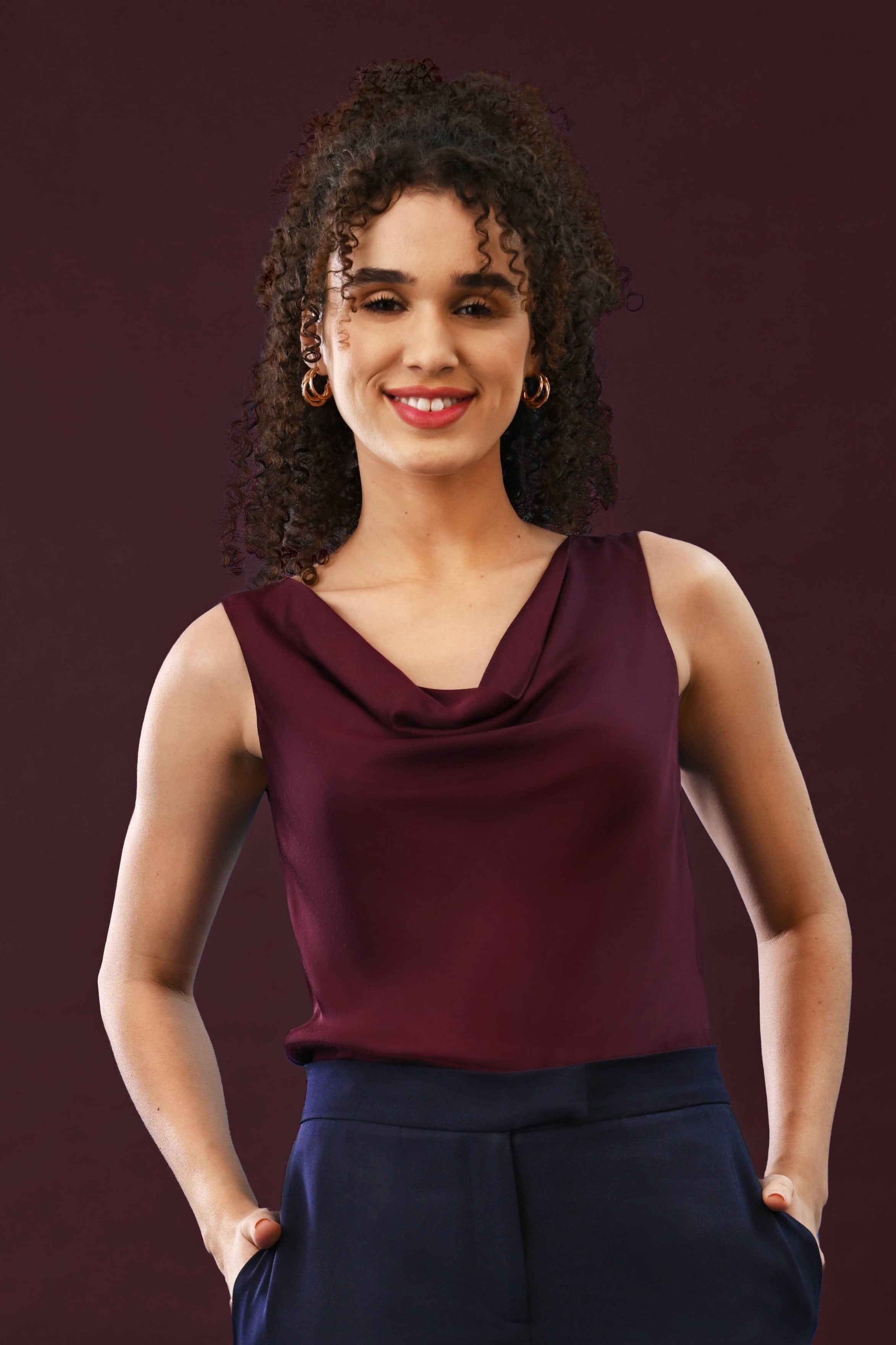 Tenacity Essential Cowl Neck Viscose Top by Point of View Label