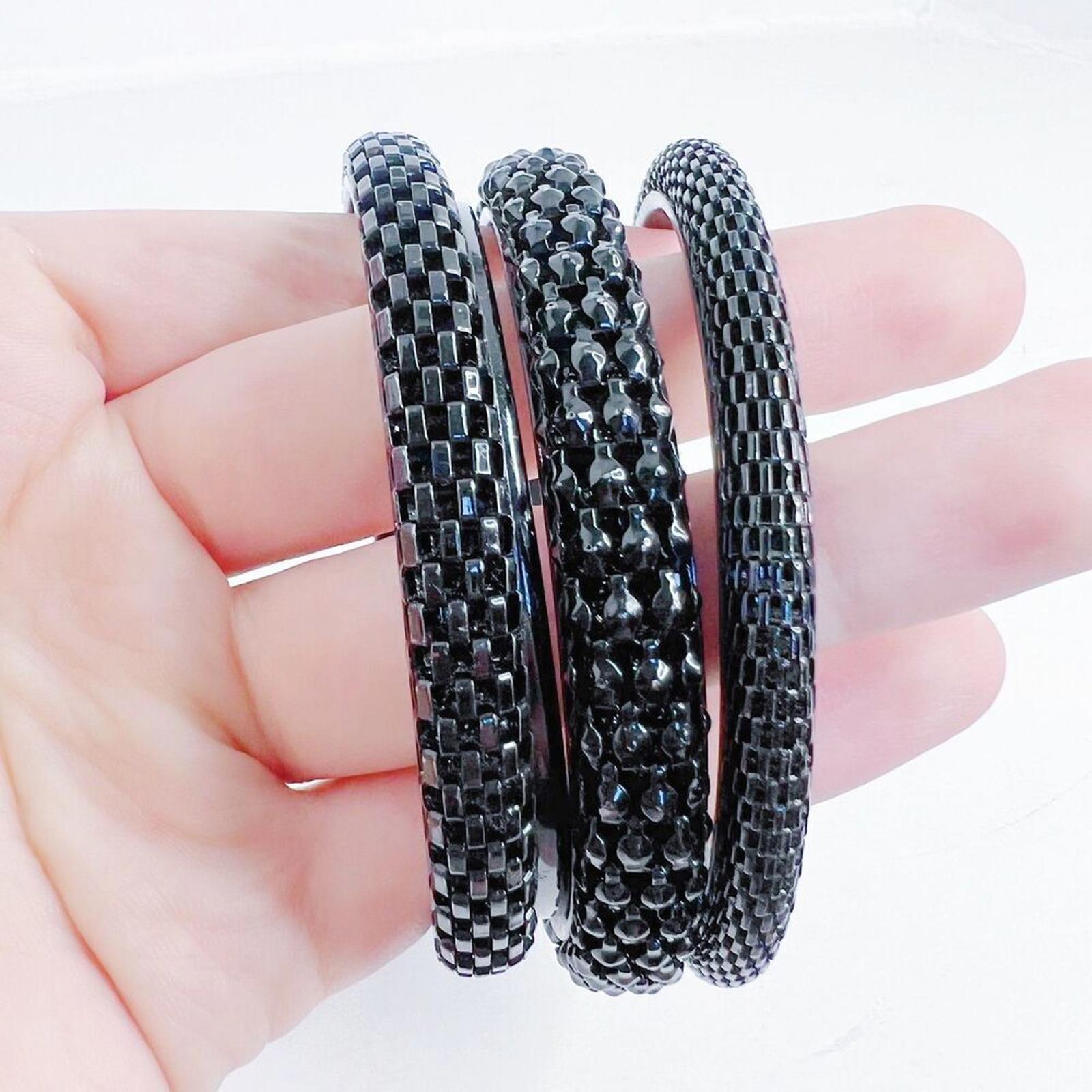 Black Bangle Set Chain Bracelets Set of 4 Grunge Punk Alt by Hot Girl Secondhand