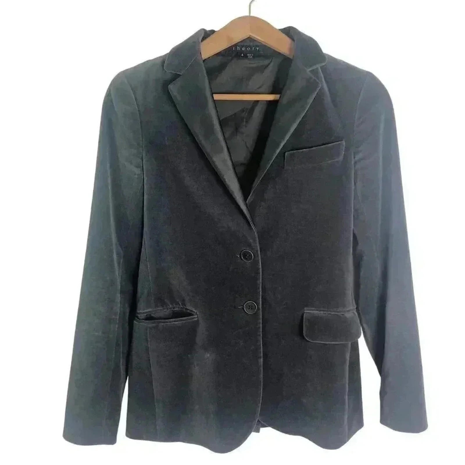 Theory Joelle Grey Velvet Blazer Women's Size 4 by Hot Girl Secondhand