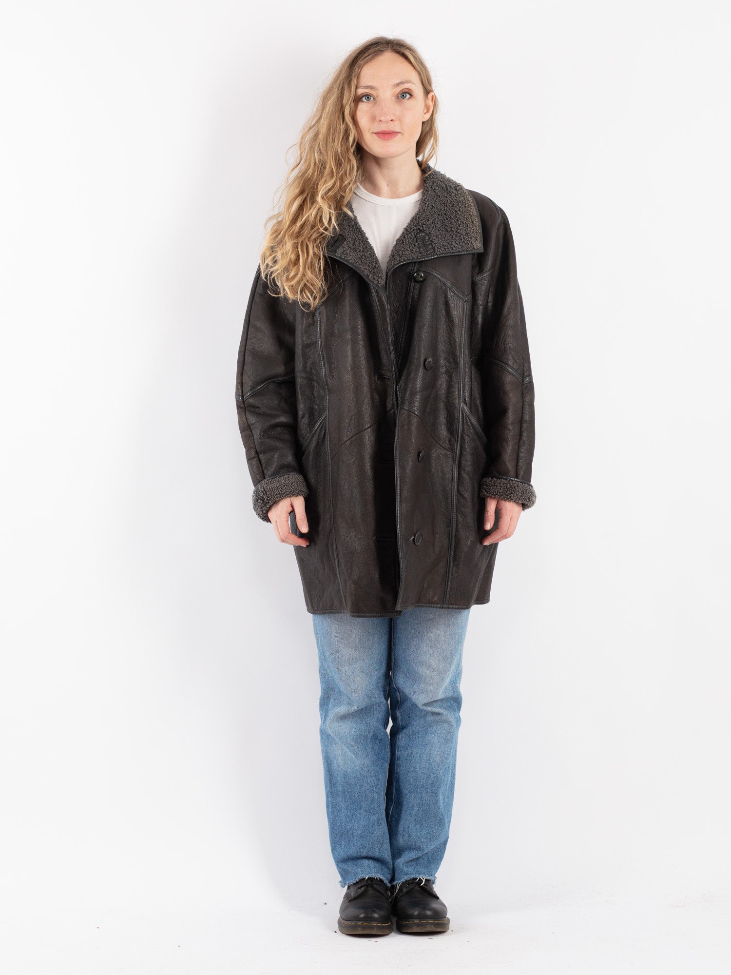 Vintage 90's Women Sheepskin Coat in Brown by Northern Grip