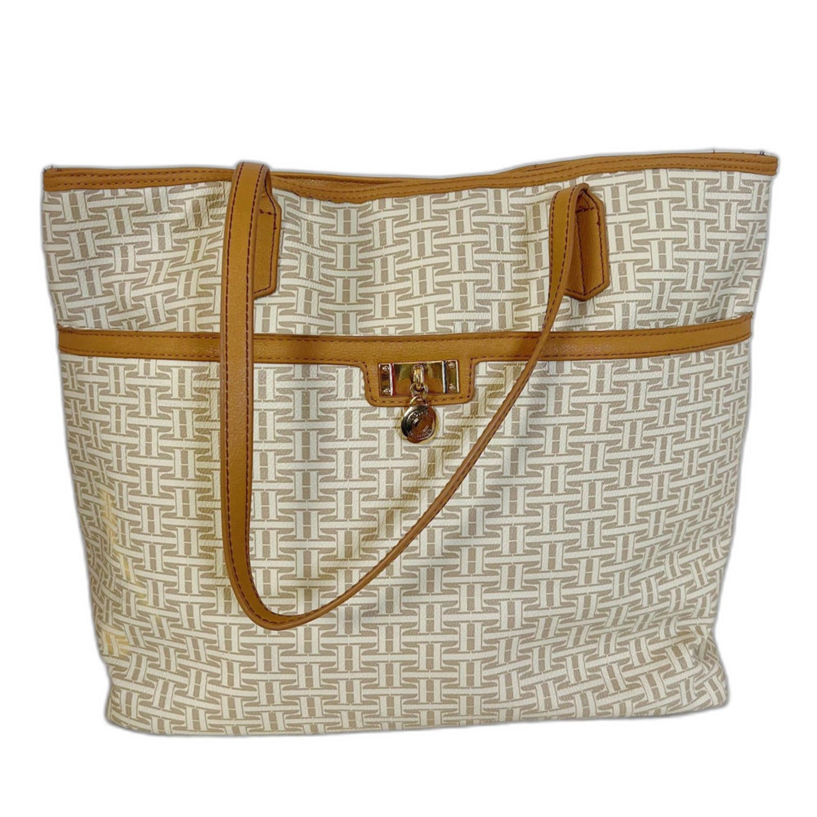 Tommy Hilfiger Monogram Tan Tote Bag Purse by Hot Girl Secondhand