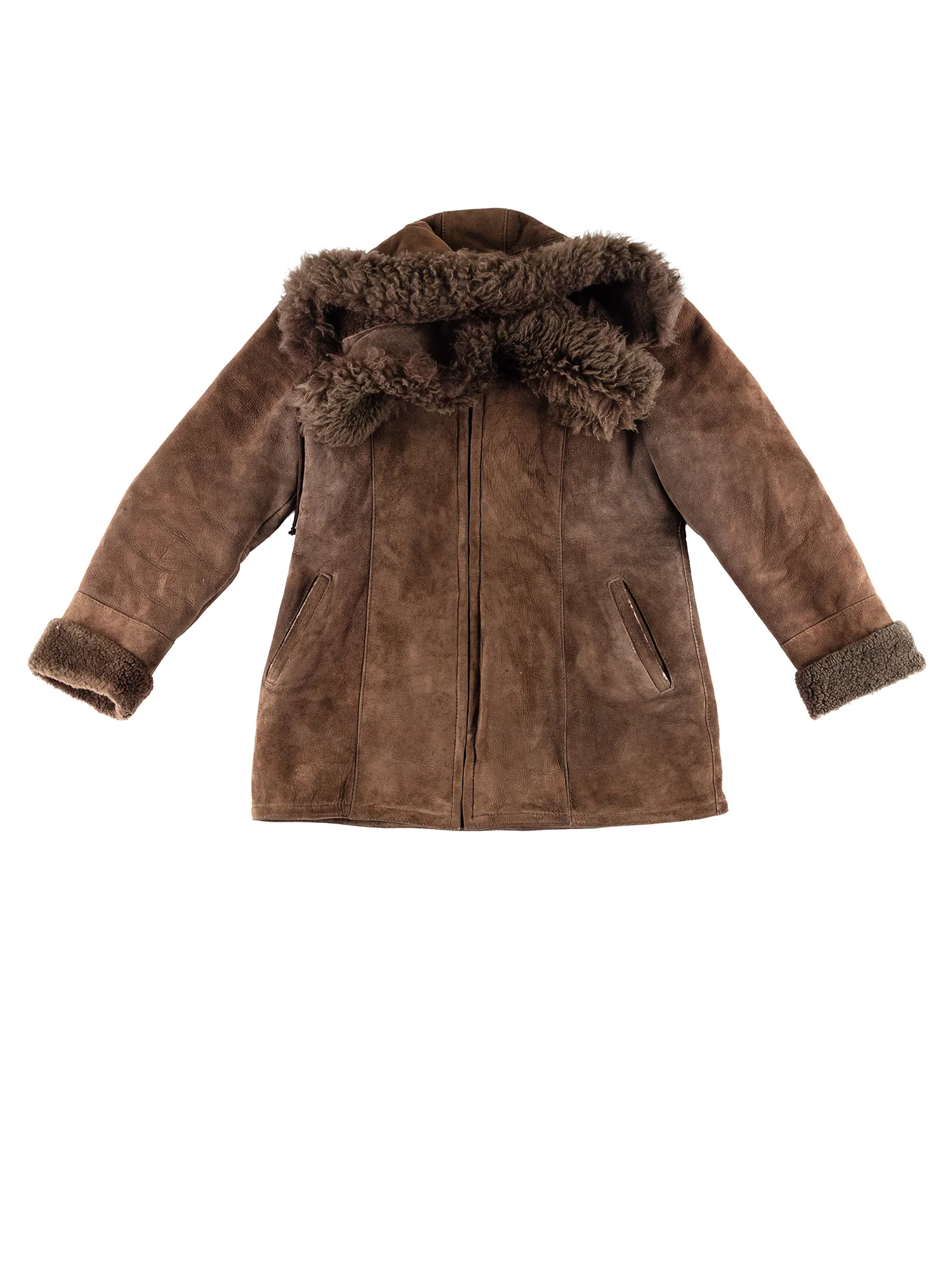 Vintage 70's Women Hooded Sheepskin Coat in Brown by Northern Grip