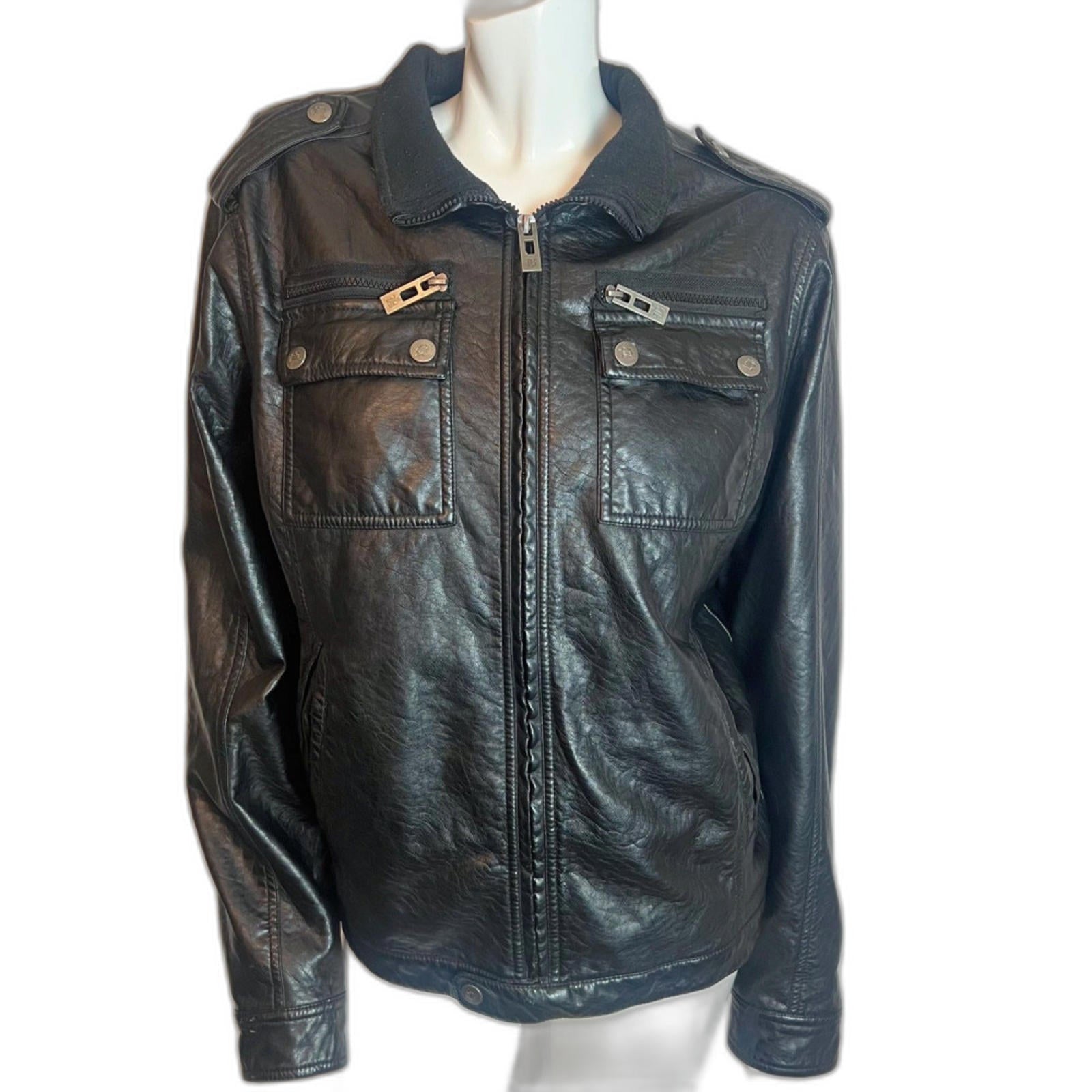 y2k Vintage Brave Sould Faux Leather Moto Jacket Women's Size M by Hot Girl Secondhand