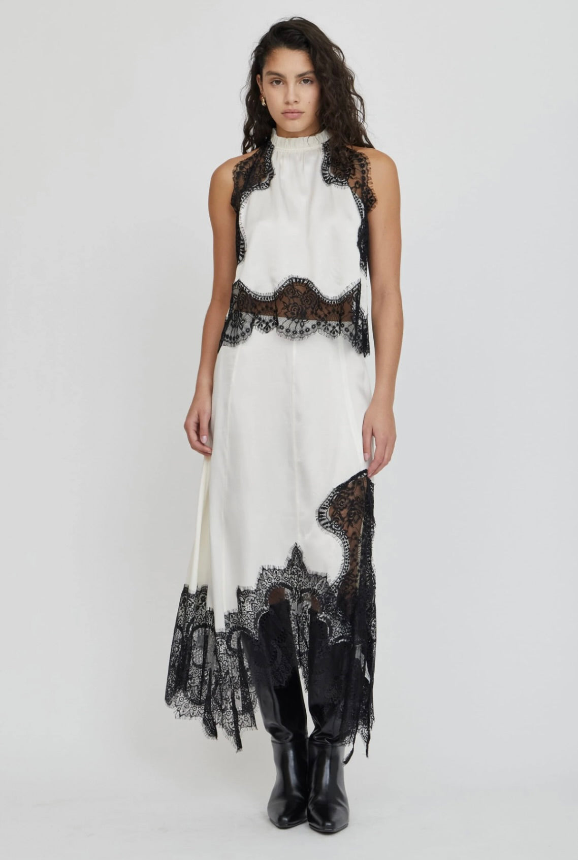 Third Form Visions Lace Hankerchief Skirt in Ivory & Black by Sierra Deene