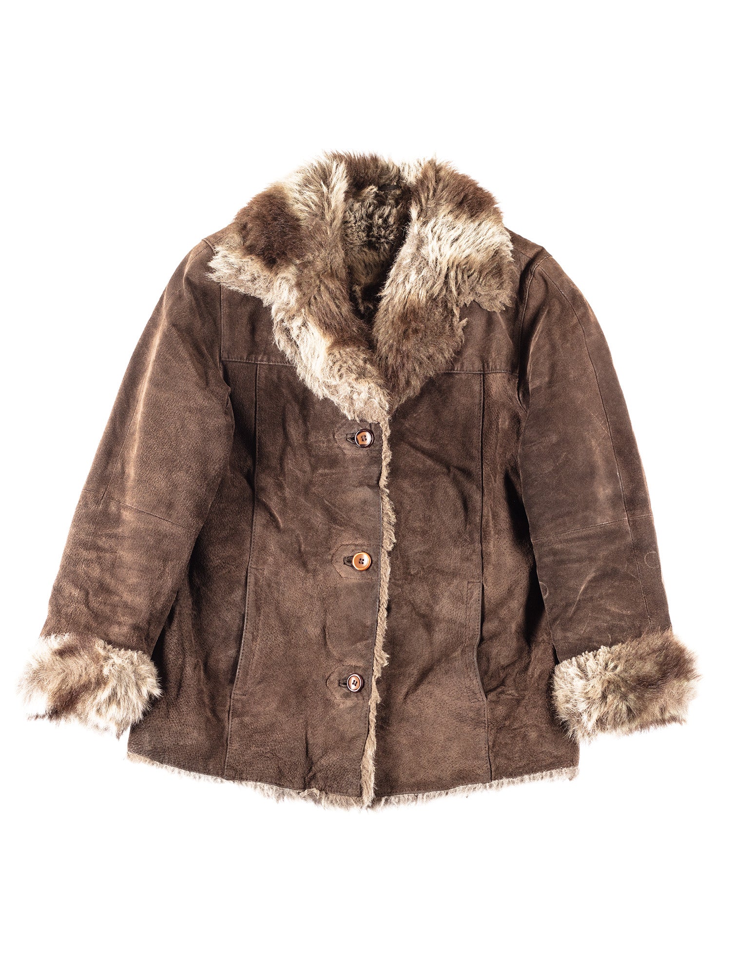 Vintage 90's Women Penny Lane Faux Fur Coat in Brown by Northern Grip
