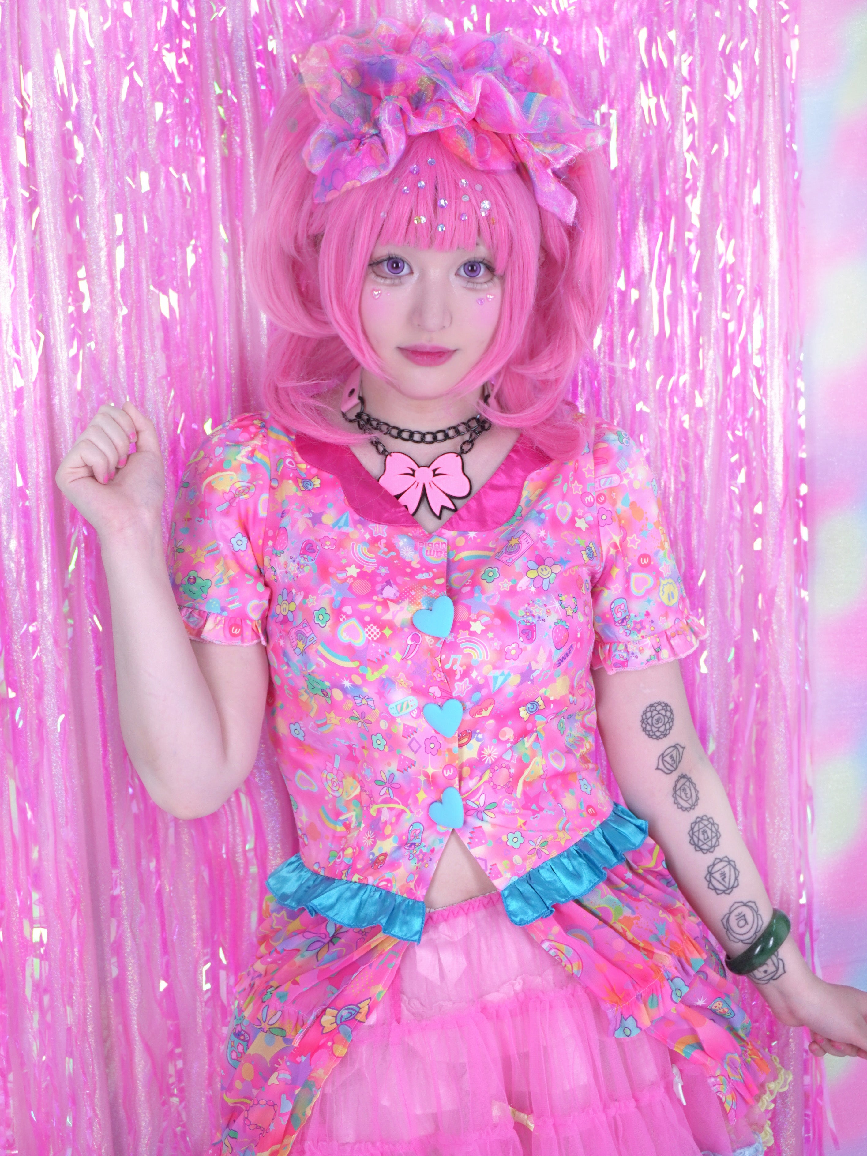 Dream Bubble Pastel Pink Outerwear | Decora Iridescent Layered Sheer J by Land Decora